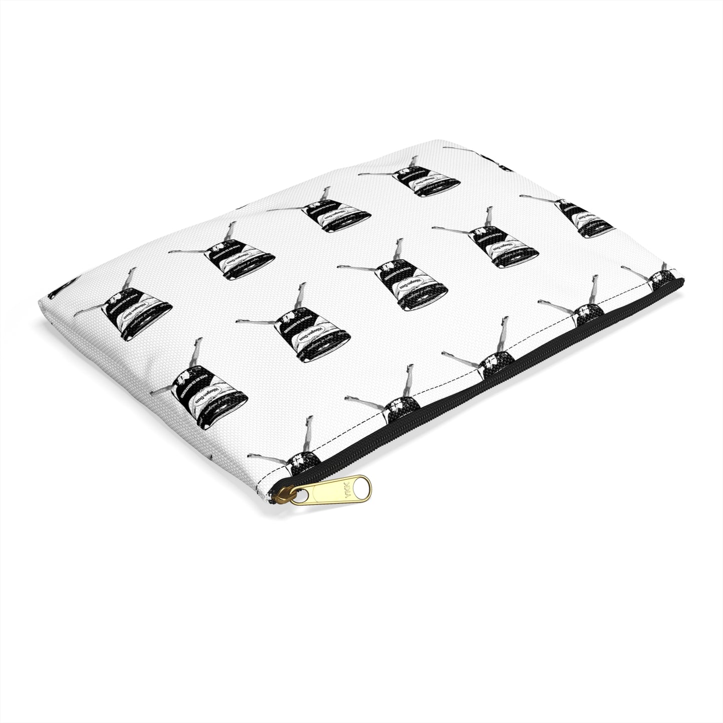 Pouch with black and white pattern on a white background