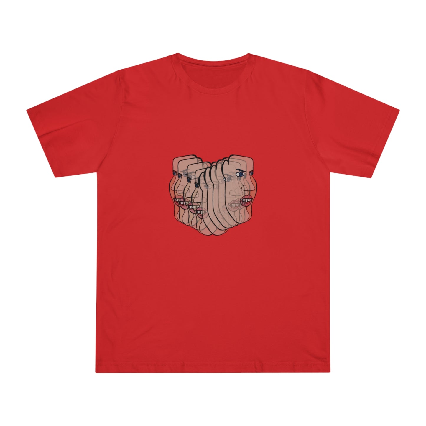 Red Charlie t-shirt flat lay setup