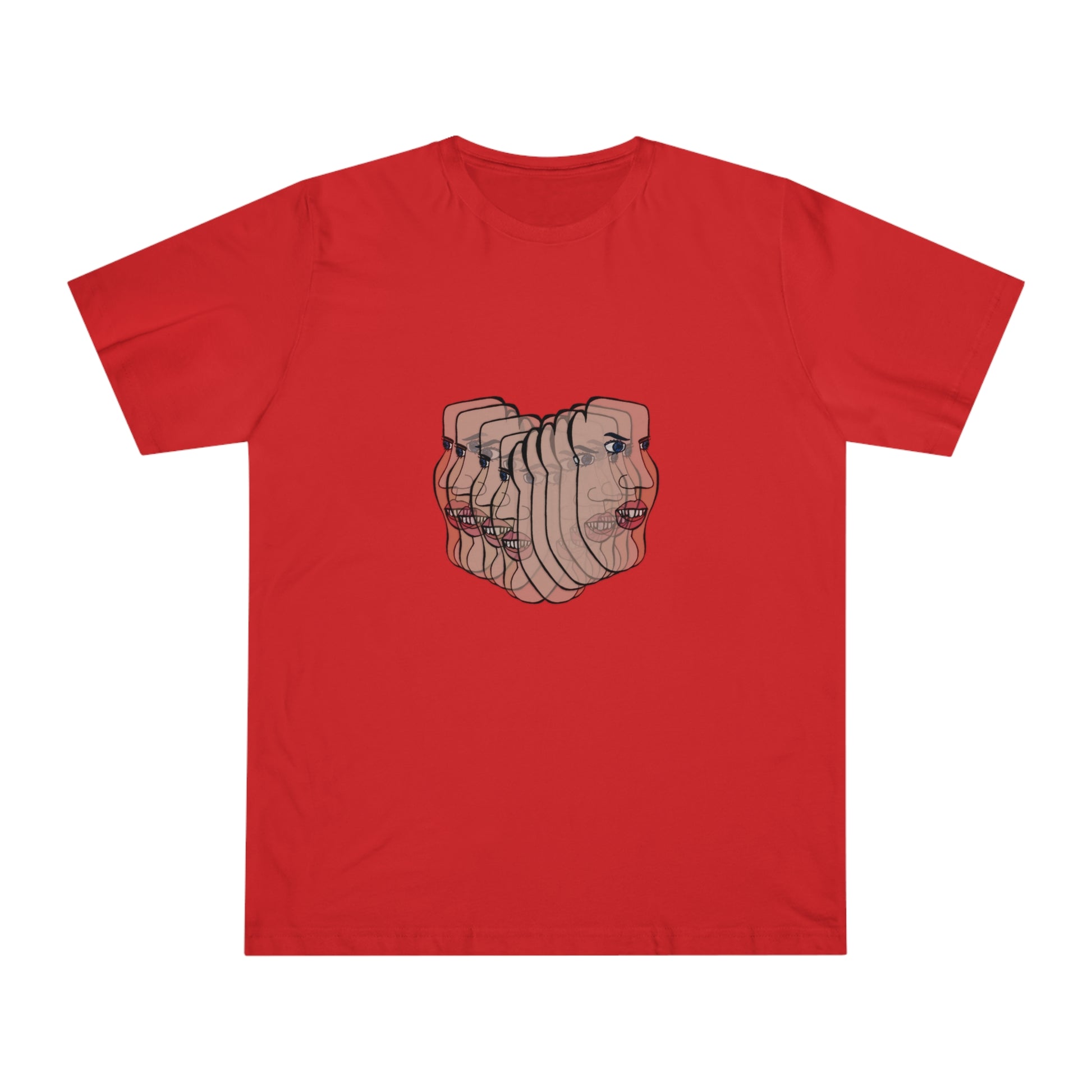Red Charlie t-shirt flat lay setup