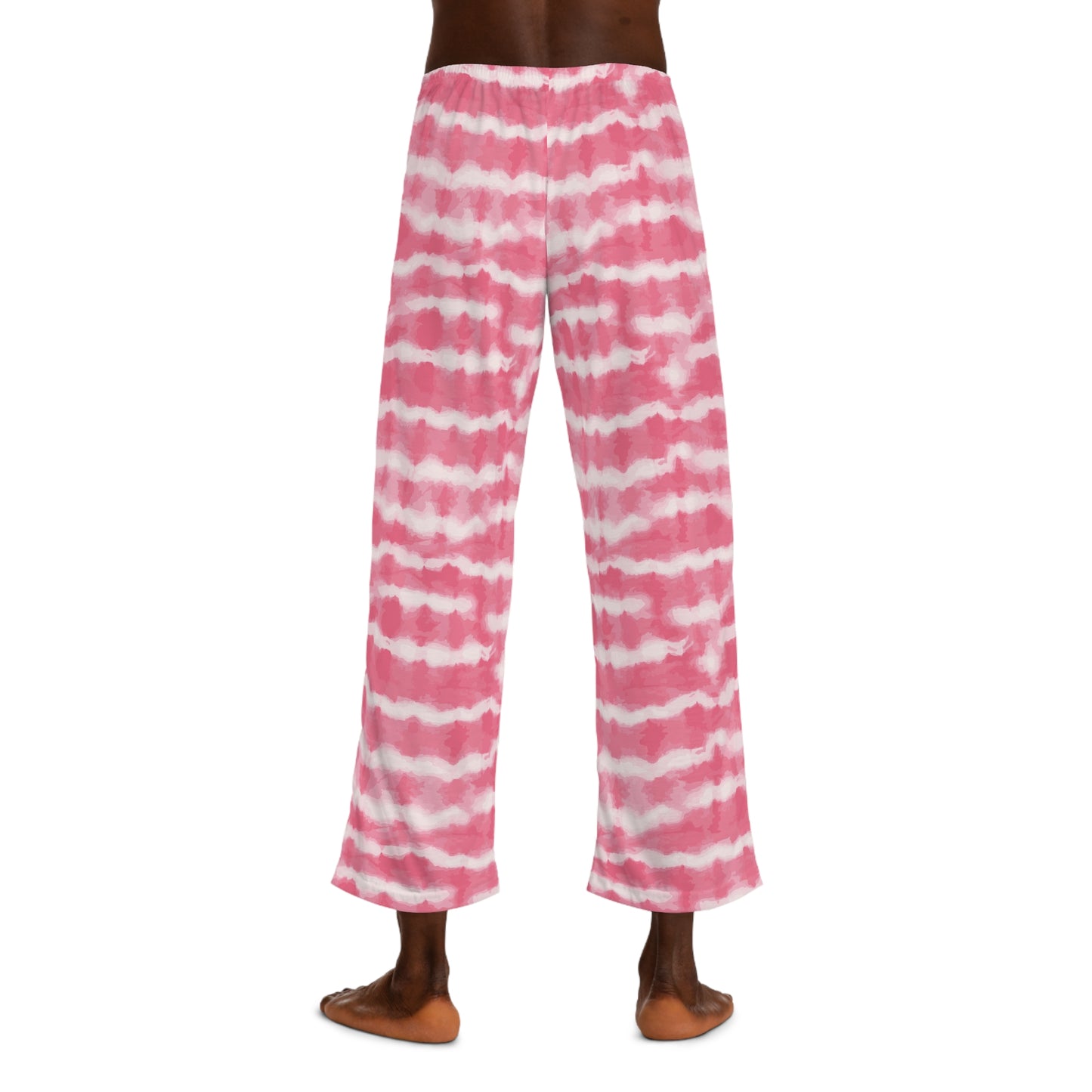 Pink Batik Men’s Pajama Pants worn by model full body back view