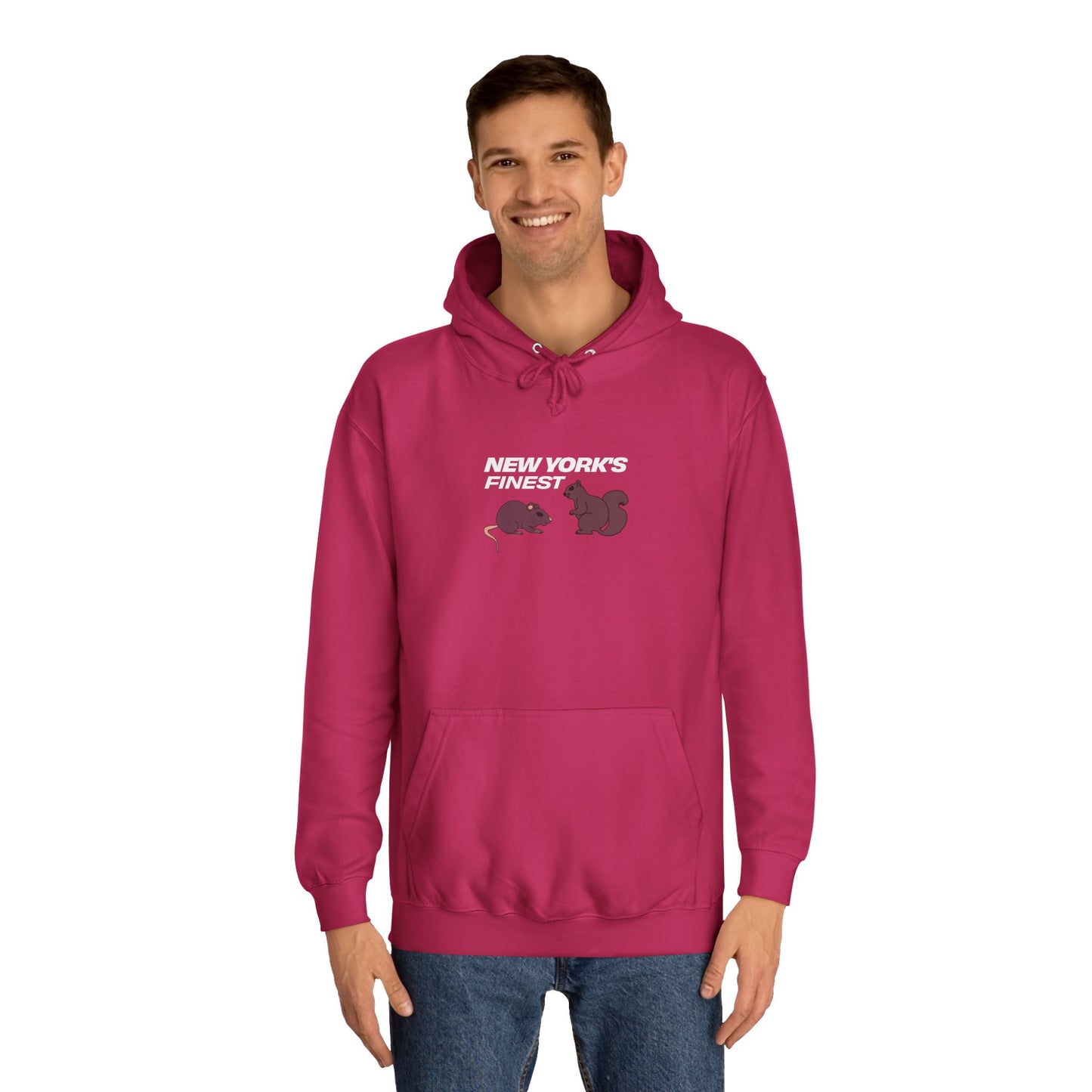pink new york hoodie back view streetwear hoodie plain rear