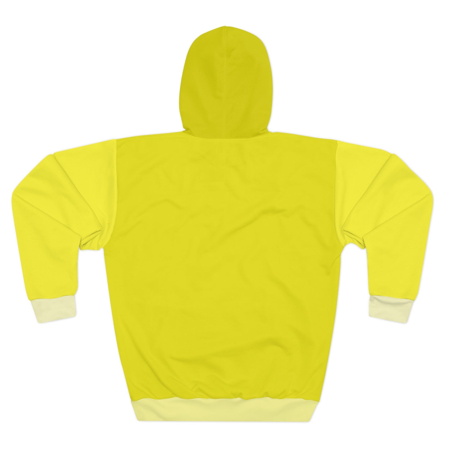 Banana Unisex Hoodie back view highlighting cheerful solid yellow panels and relaxed fit for fun everyday style
