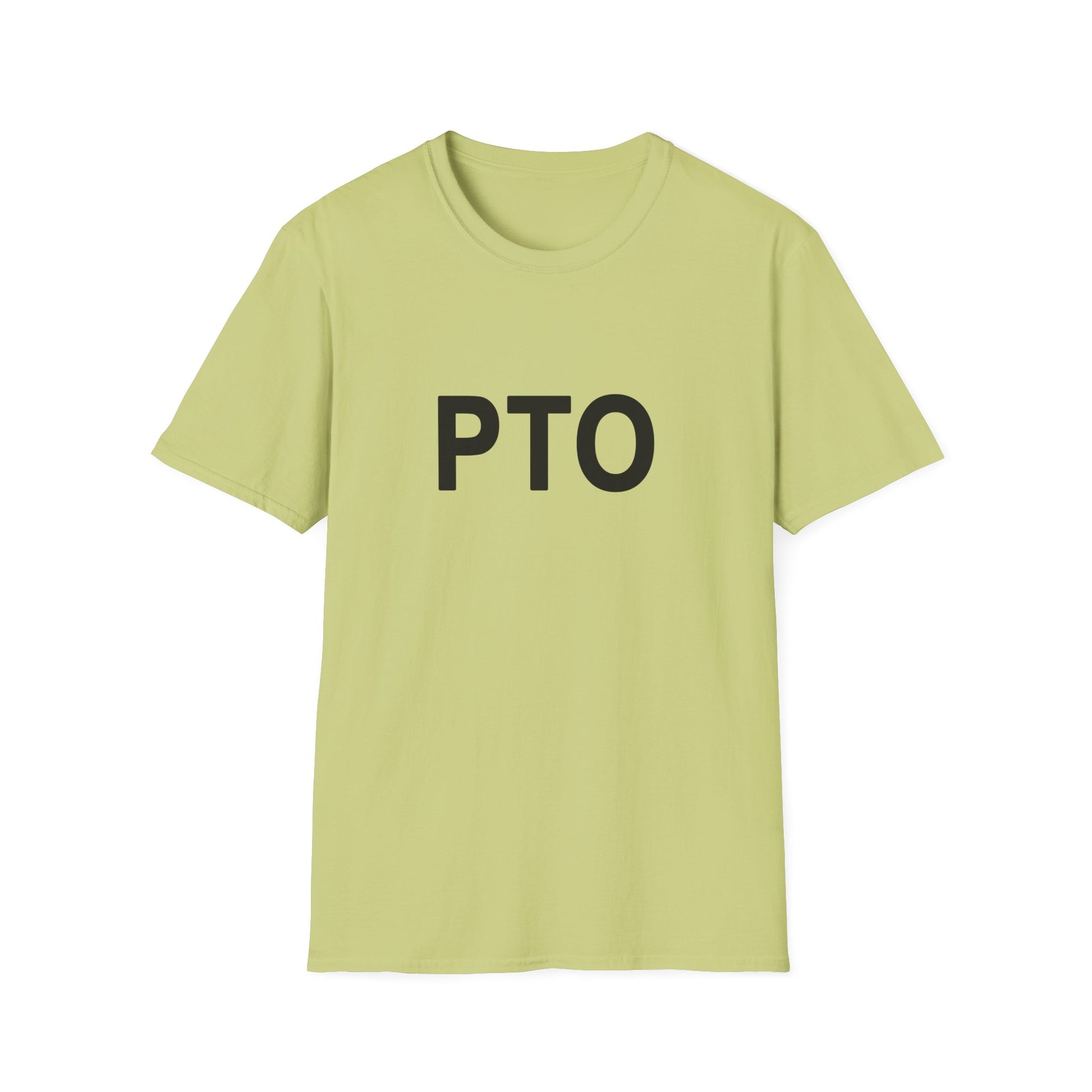 Light green t-shirt with 'PTO' text on a white background