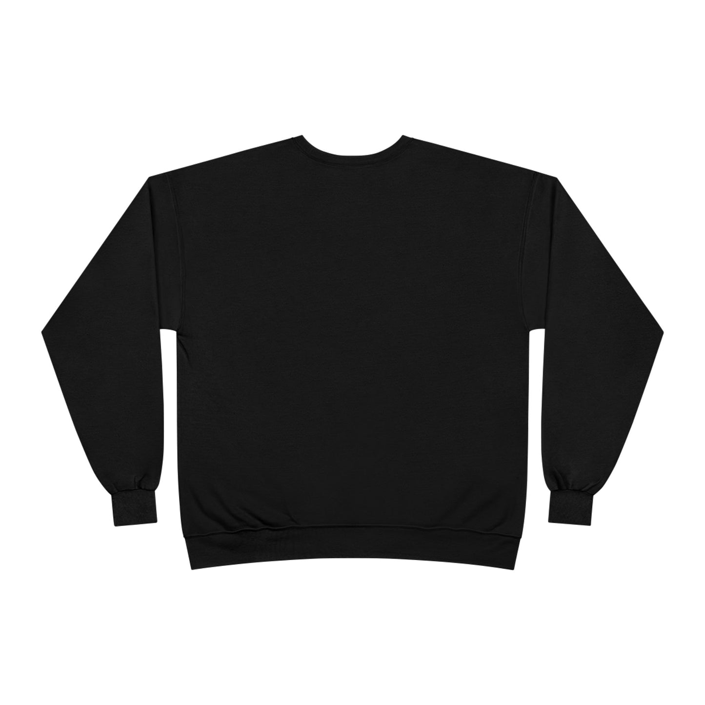 Back view black Tantrum Media Dandelion Unisex Sweatshirt, flat on white background
