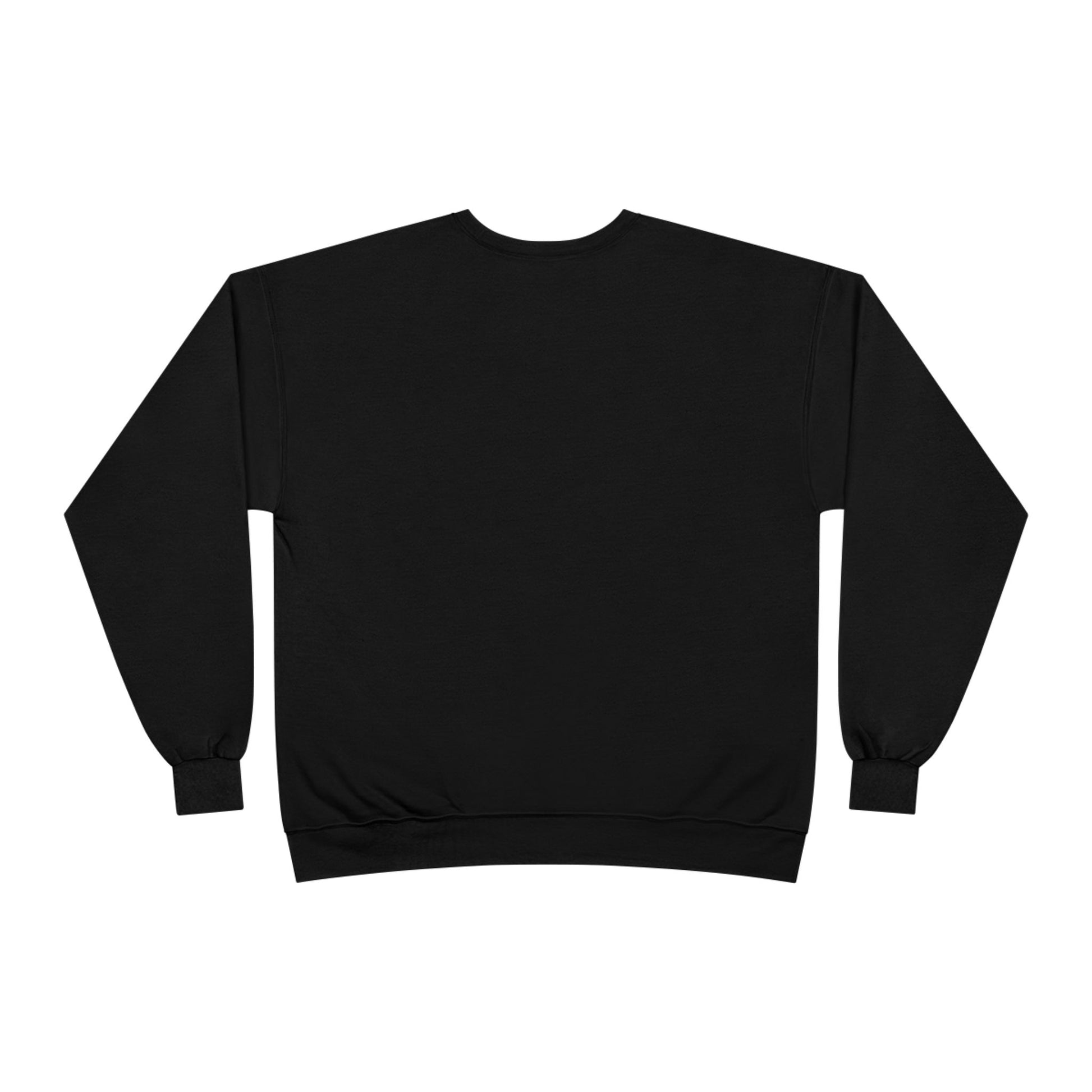 Back view black Tantrum Media Dandelion Unisex Sweatshirt, flat on white background