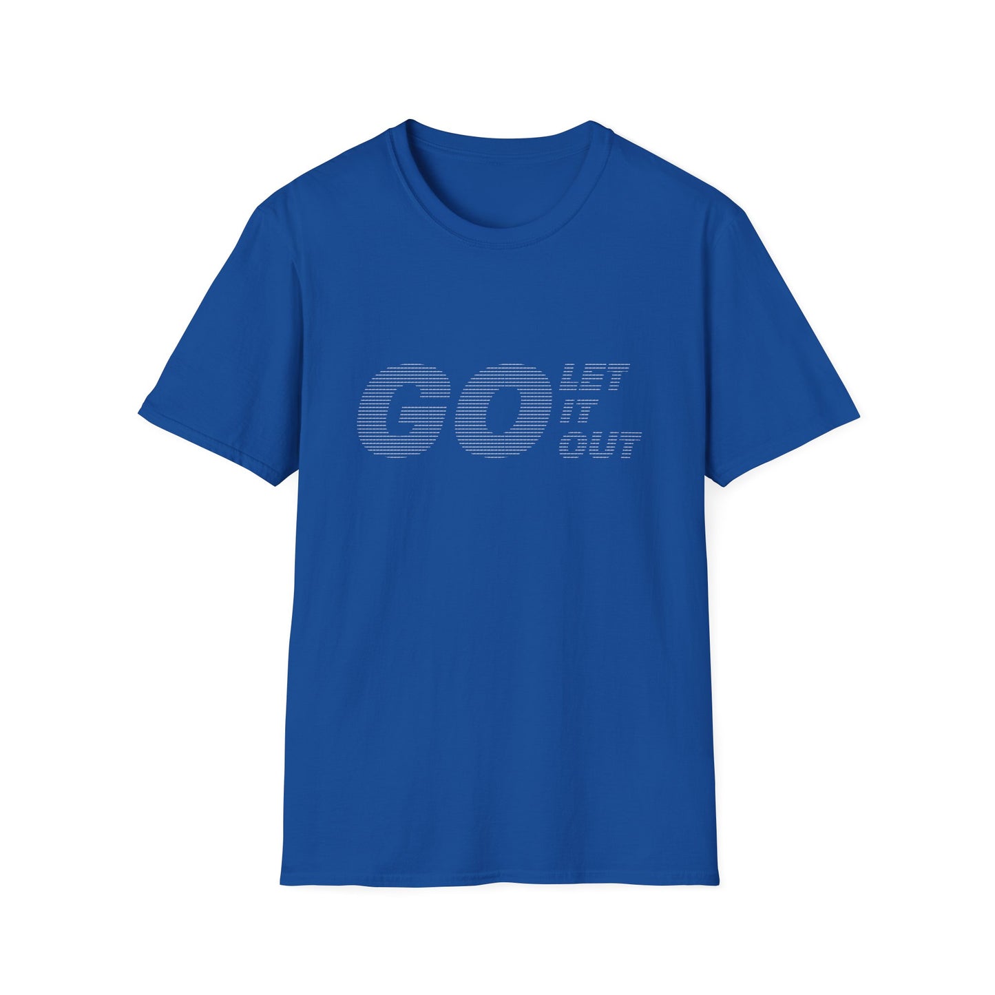 Blue Oasis Go Let It Out stencil t-shirt front view.