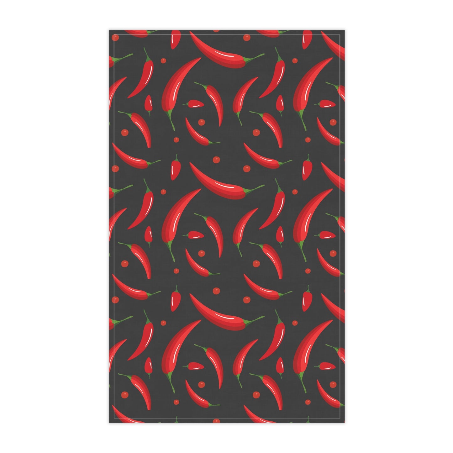 Pattern of red chili peppers on a black background