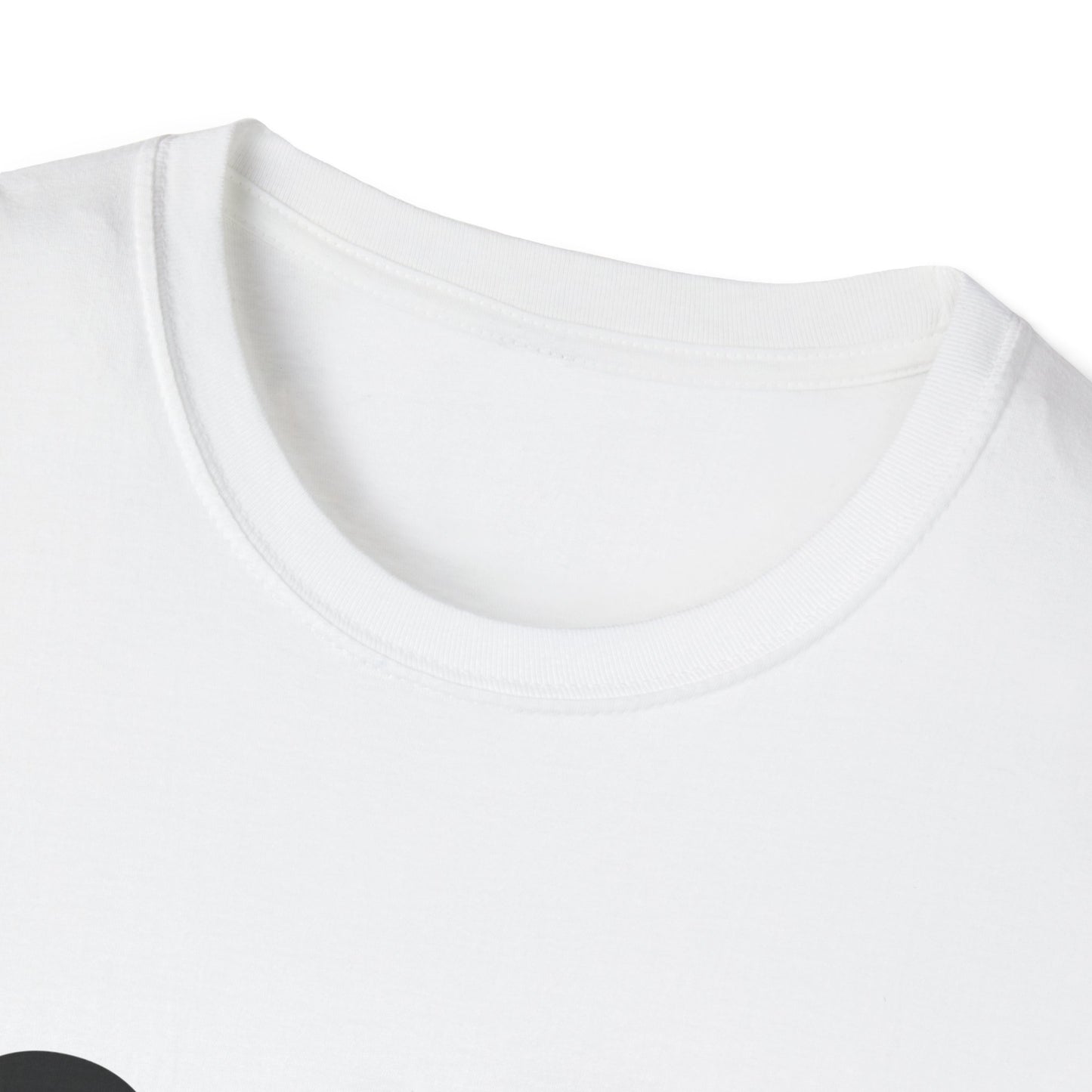 Close-up of white OOO cotton t-shirt neckline