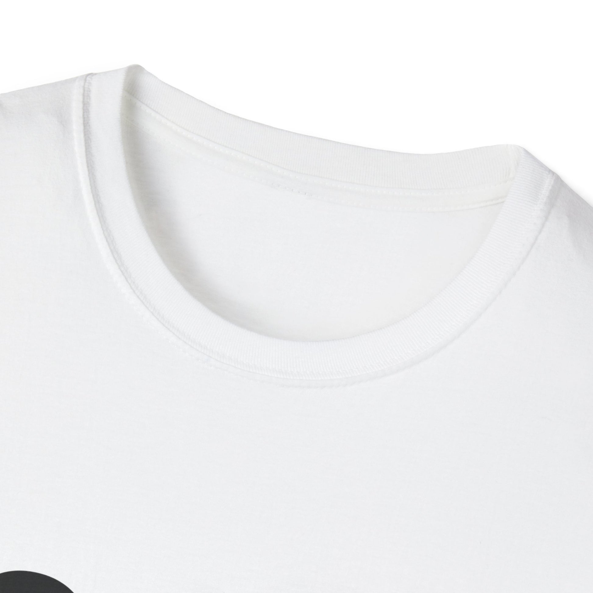 Close-up of white OOO cotton t-shirt neckline