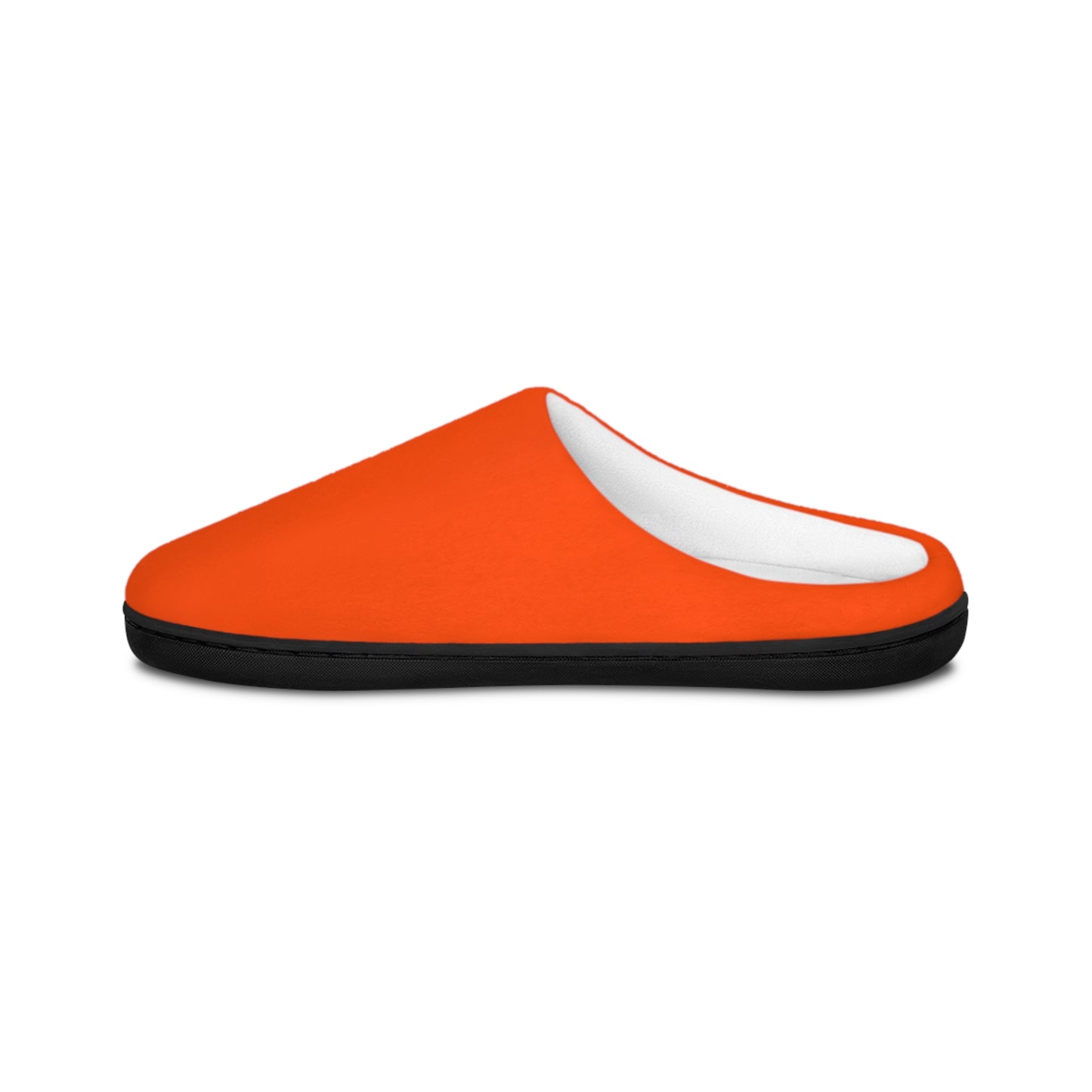 Opposite side view of orange slipper showing shape and profile