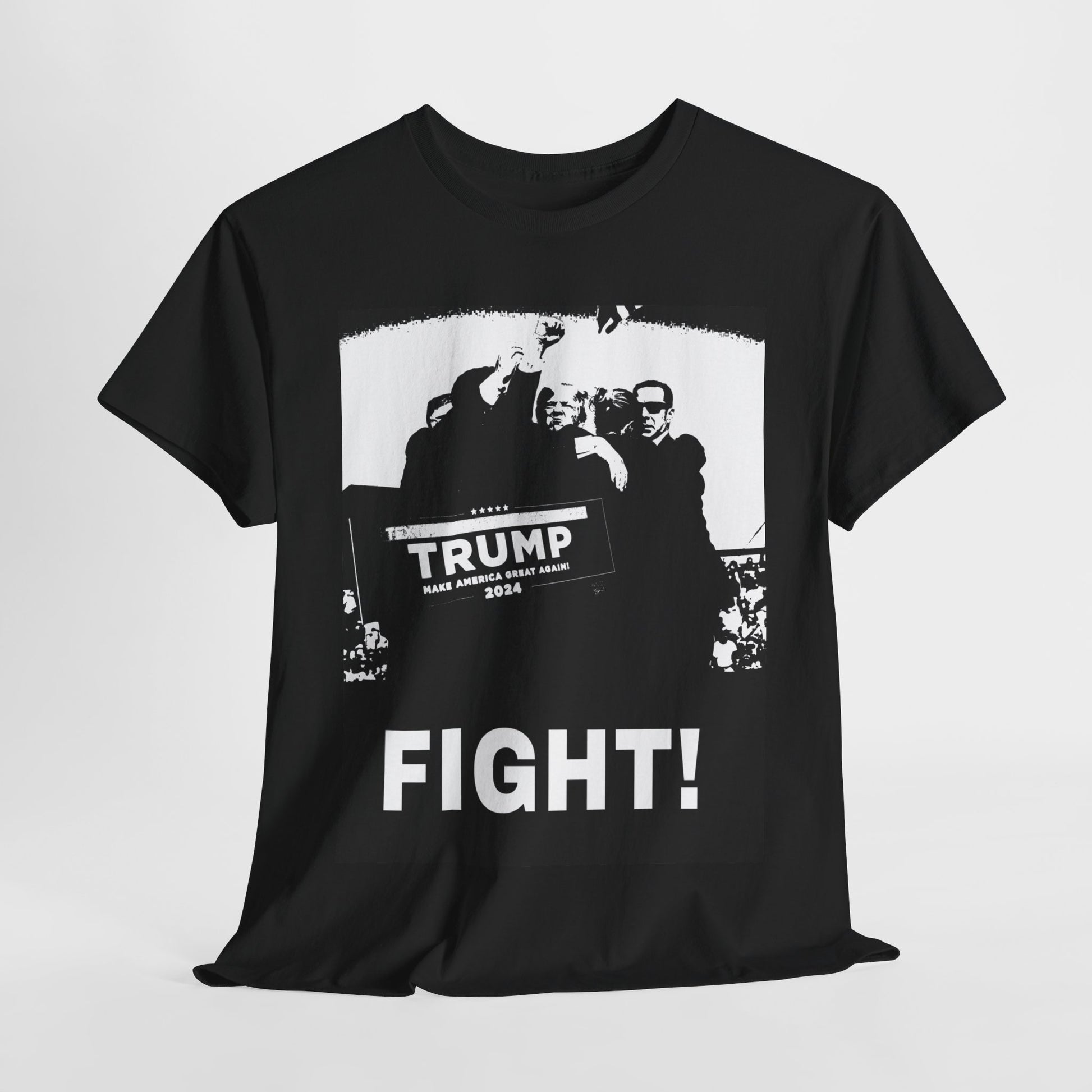 Fight Graphic T-Shirt with vintage-inspired black and white print, soft cotton fabric, and bold statement design for streetwear and casual styling.
