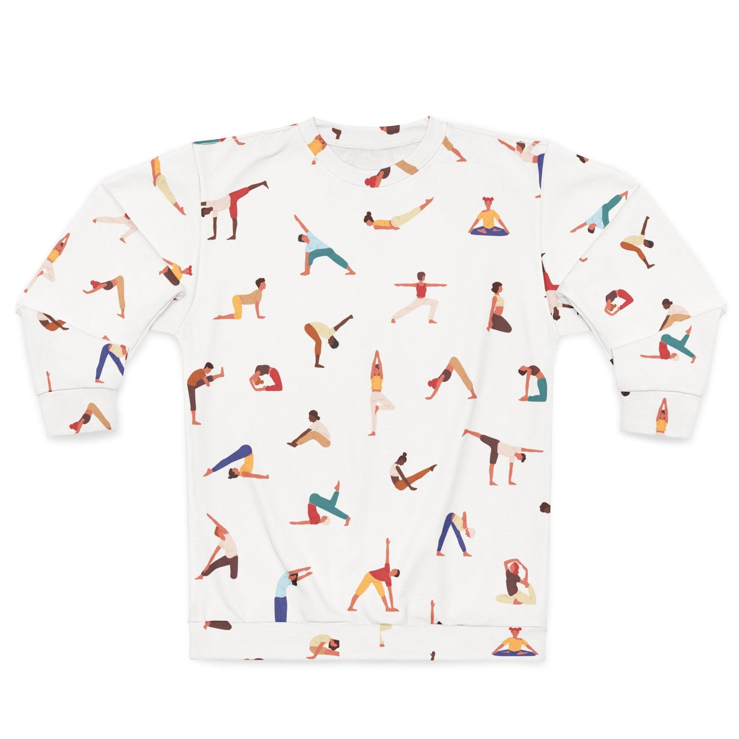 Back view of Yogini Sweatshirt showcasing all-over yoga design
