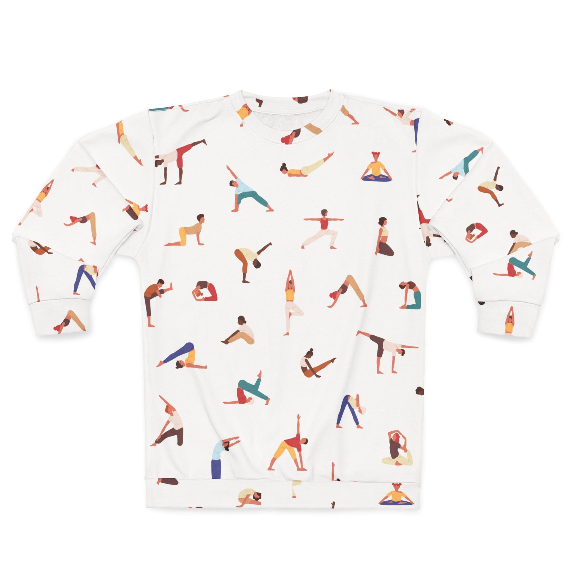 Back view of Yogini Sweatshirt showcasing all-over yoga design