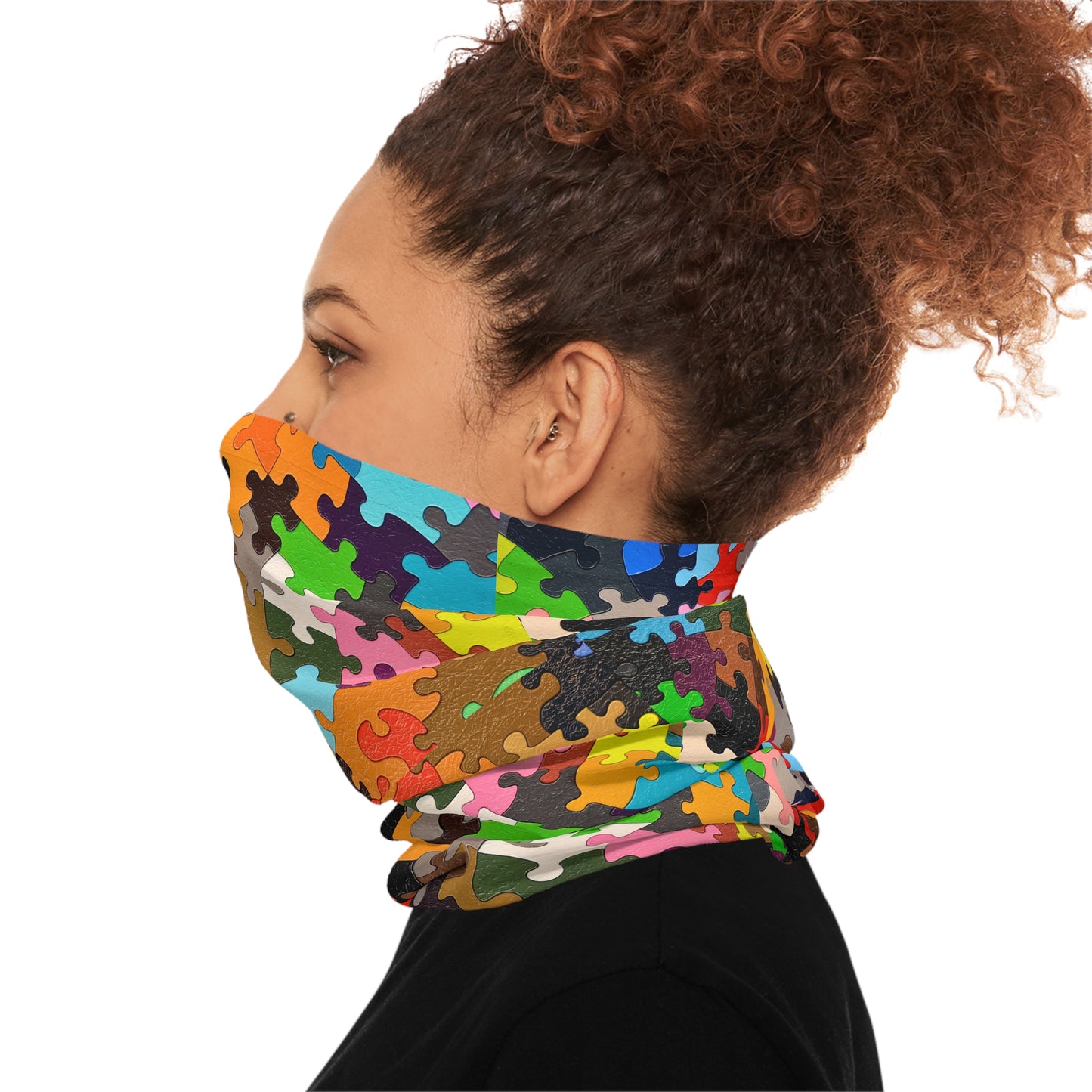 Tube Scarf - Multicolored Puzzle Design