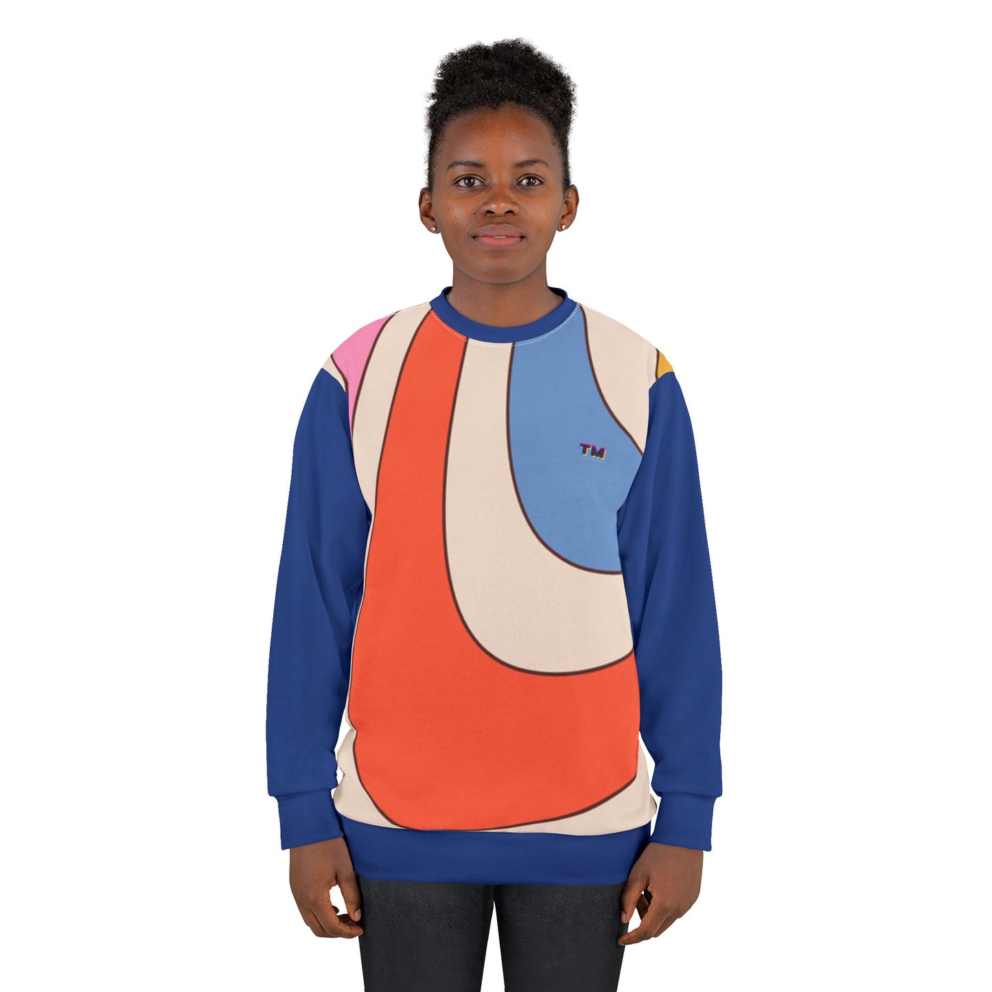 Colored Rays Unisex Sweatshirt worn by female model front view
