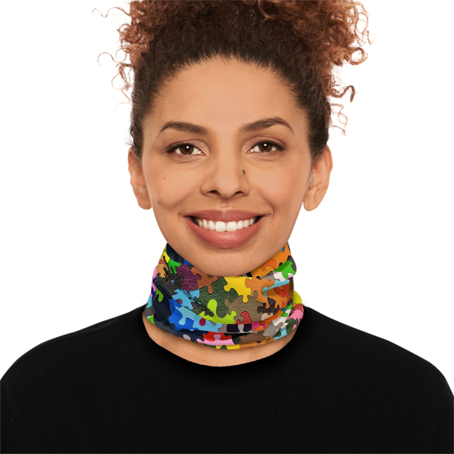 Tube Scarf - Multicolored Puzzle Design