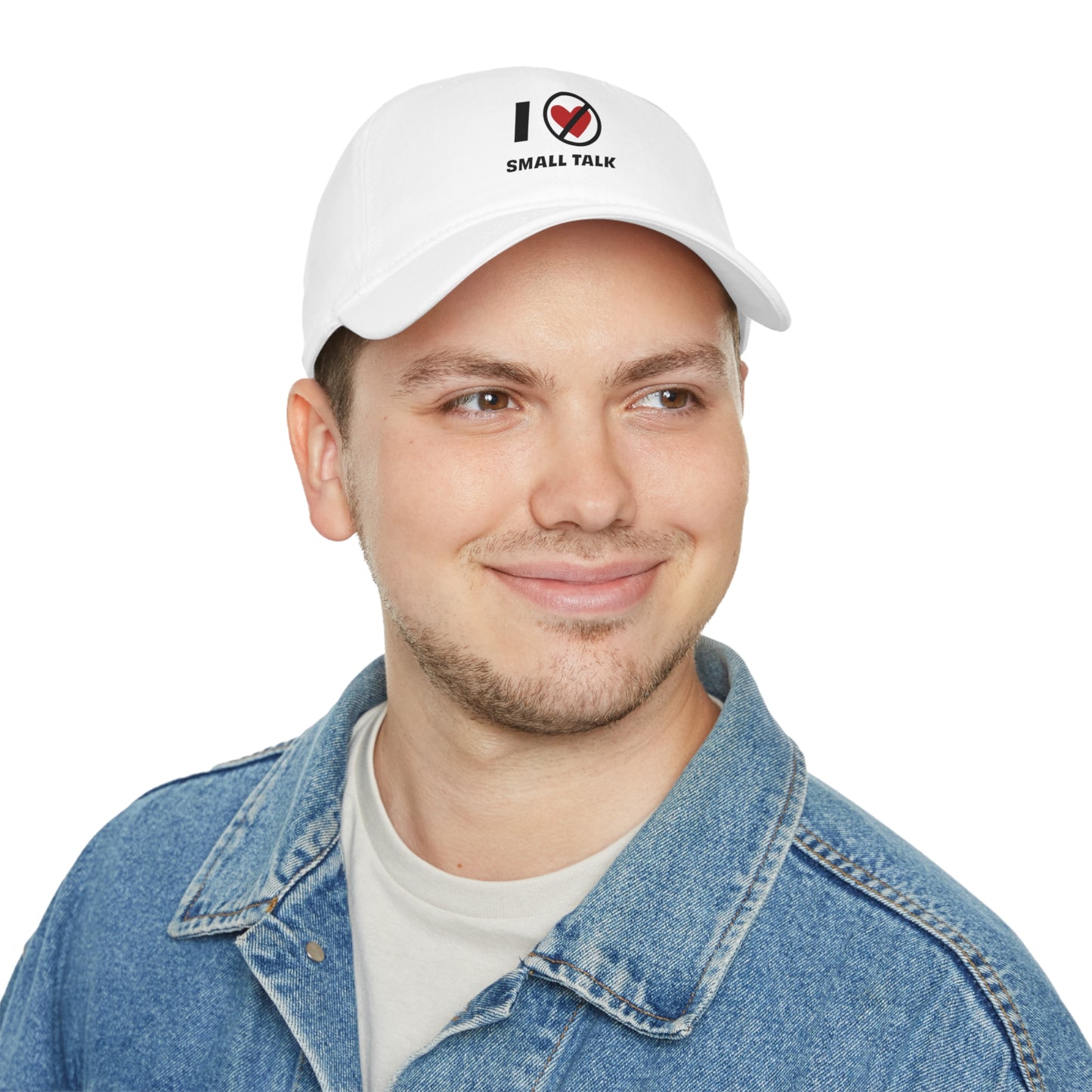 white introvert baseball cap male model portrait front