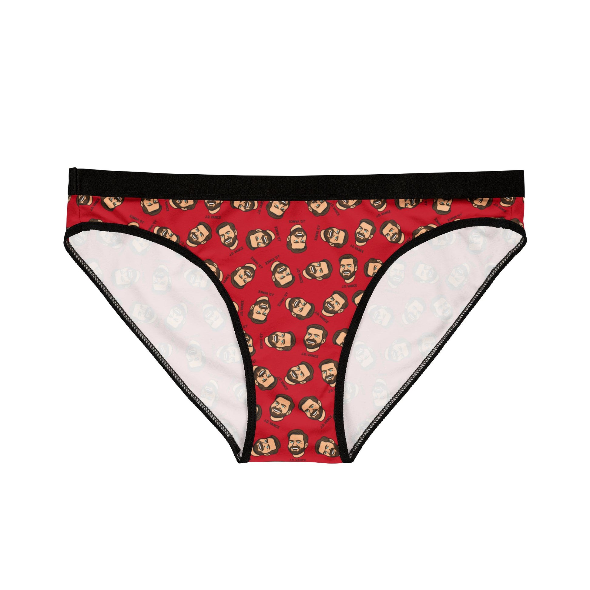 Front view of J.D. Vance Panties laid flat, showing the inner lining and all-over print design.
