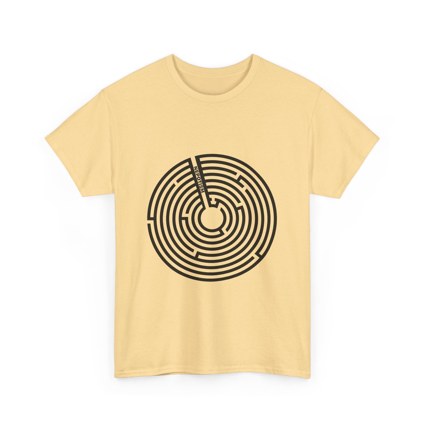 Yellow Nepo T-Shirt featuring maze circle artwork