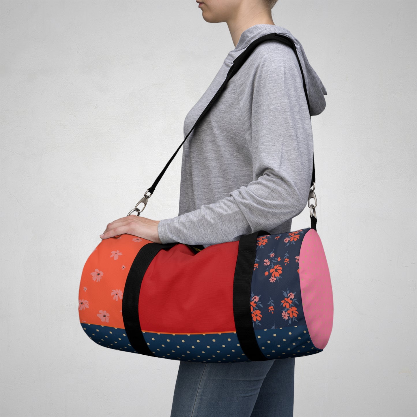 Midnight Bloom Patchwork Duffel Bag