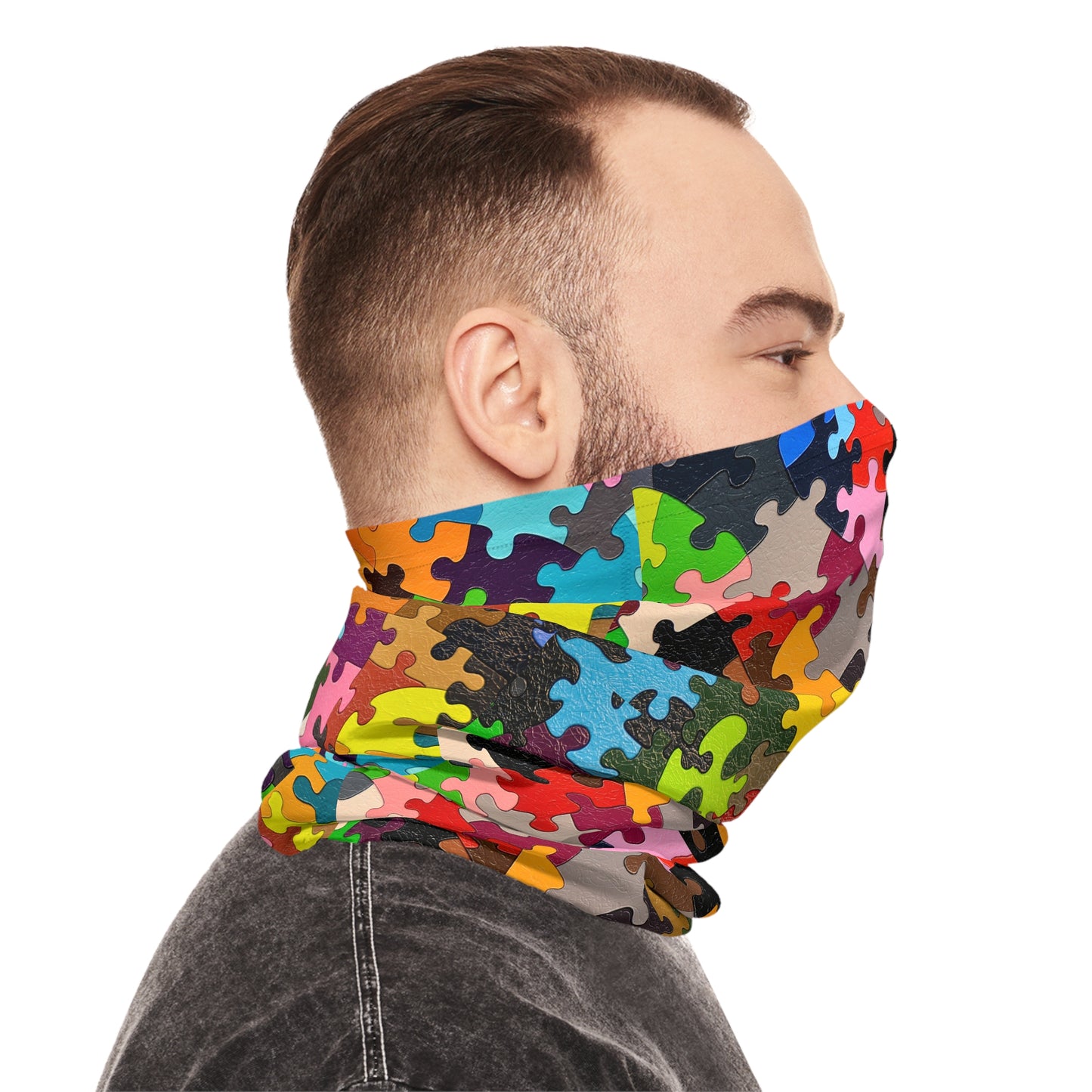 Tube Scarf - Multicolored Puzzle Design