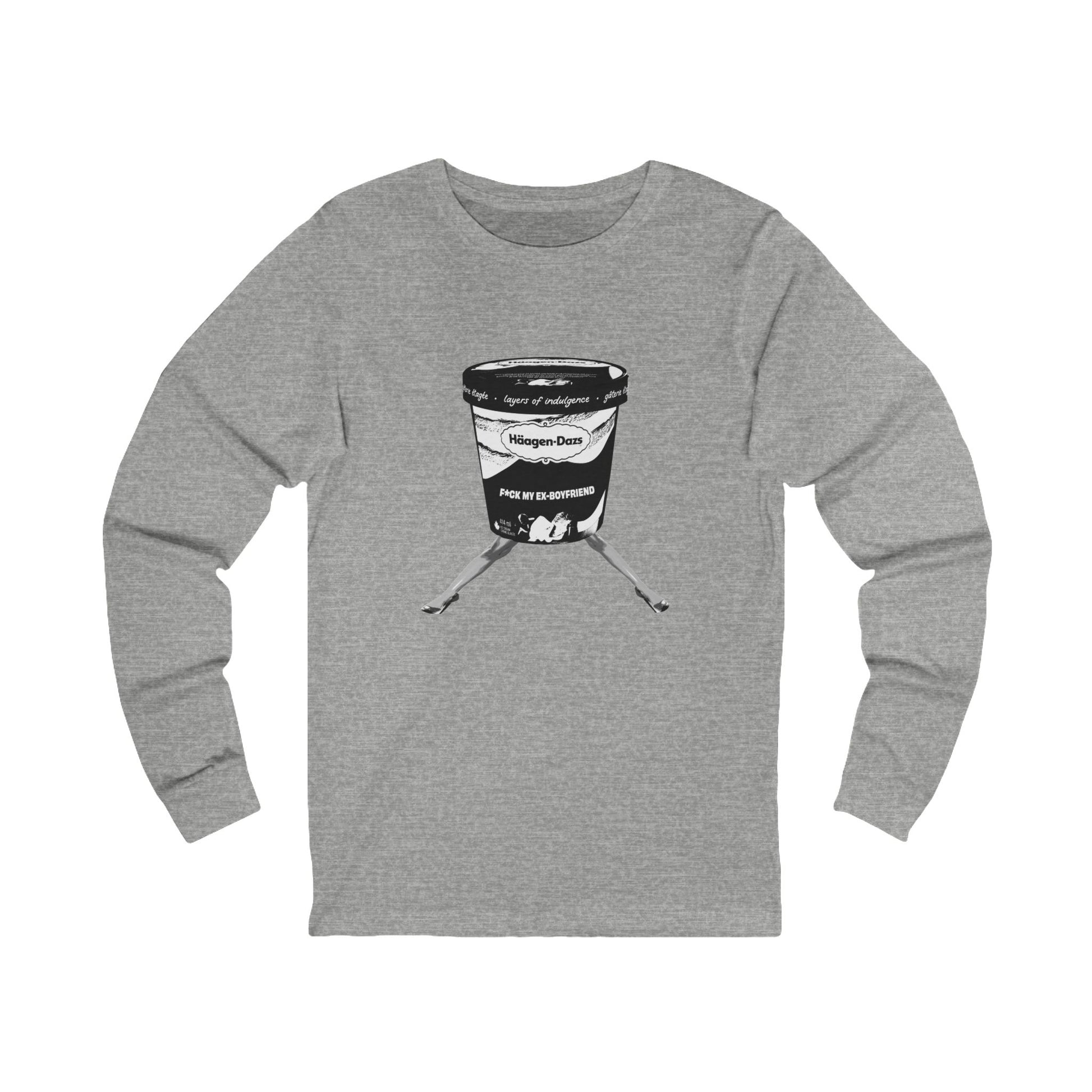 Gray F*ck My Ex-Boyfriend Long Sleeve T-Shirt with bold breakup design on front