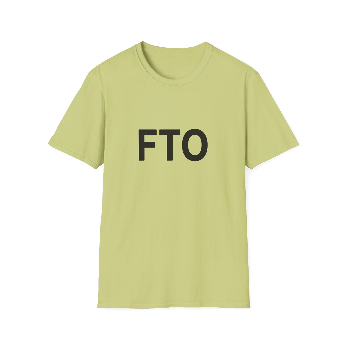 Light green t-shirt with 'FTO' text on a white background