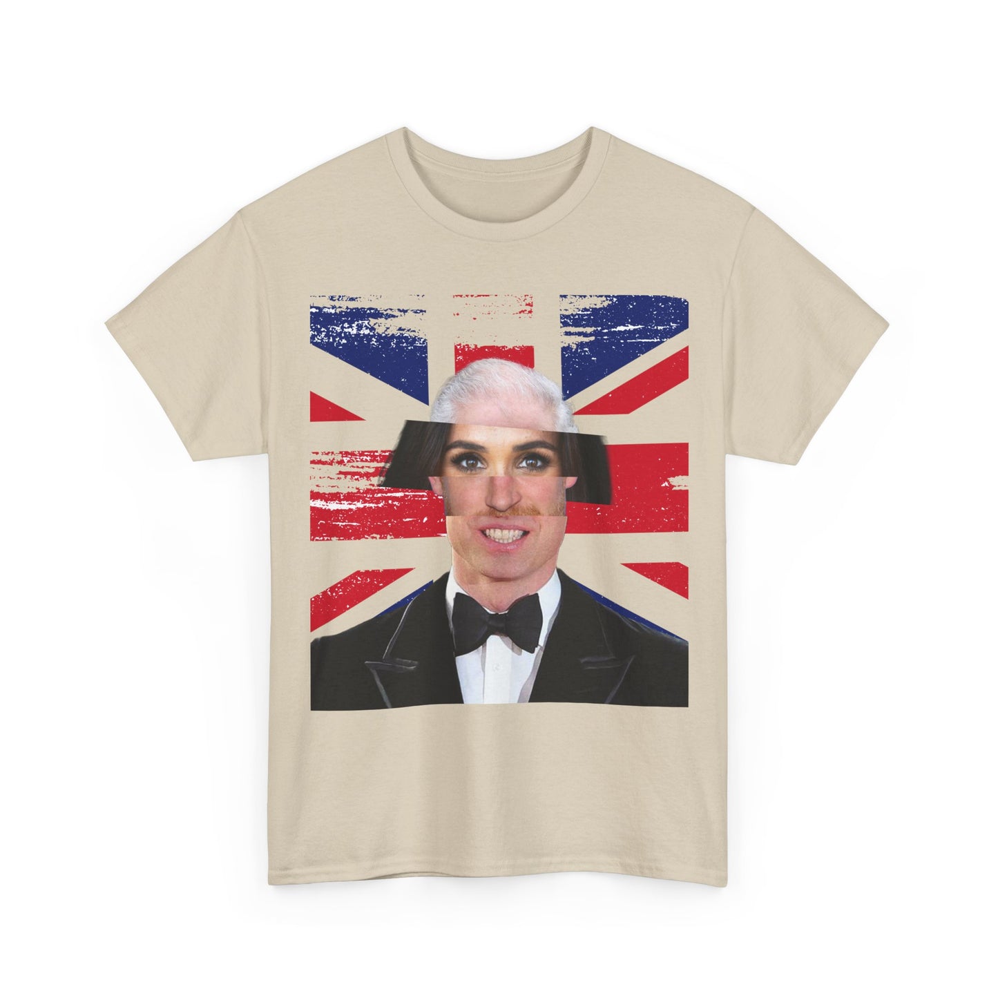 Beige Royal Frankenstein T-shirt with Union Jack print