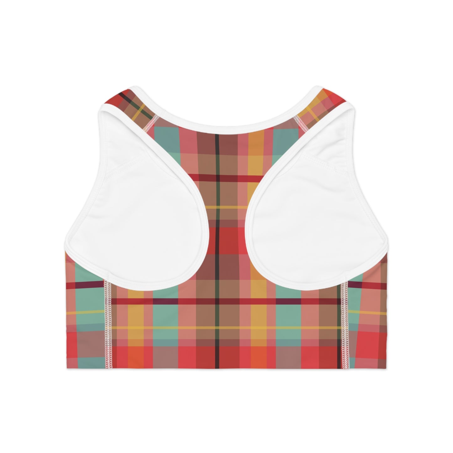 Sports Bra - Autumn Colors Plaid Pattern