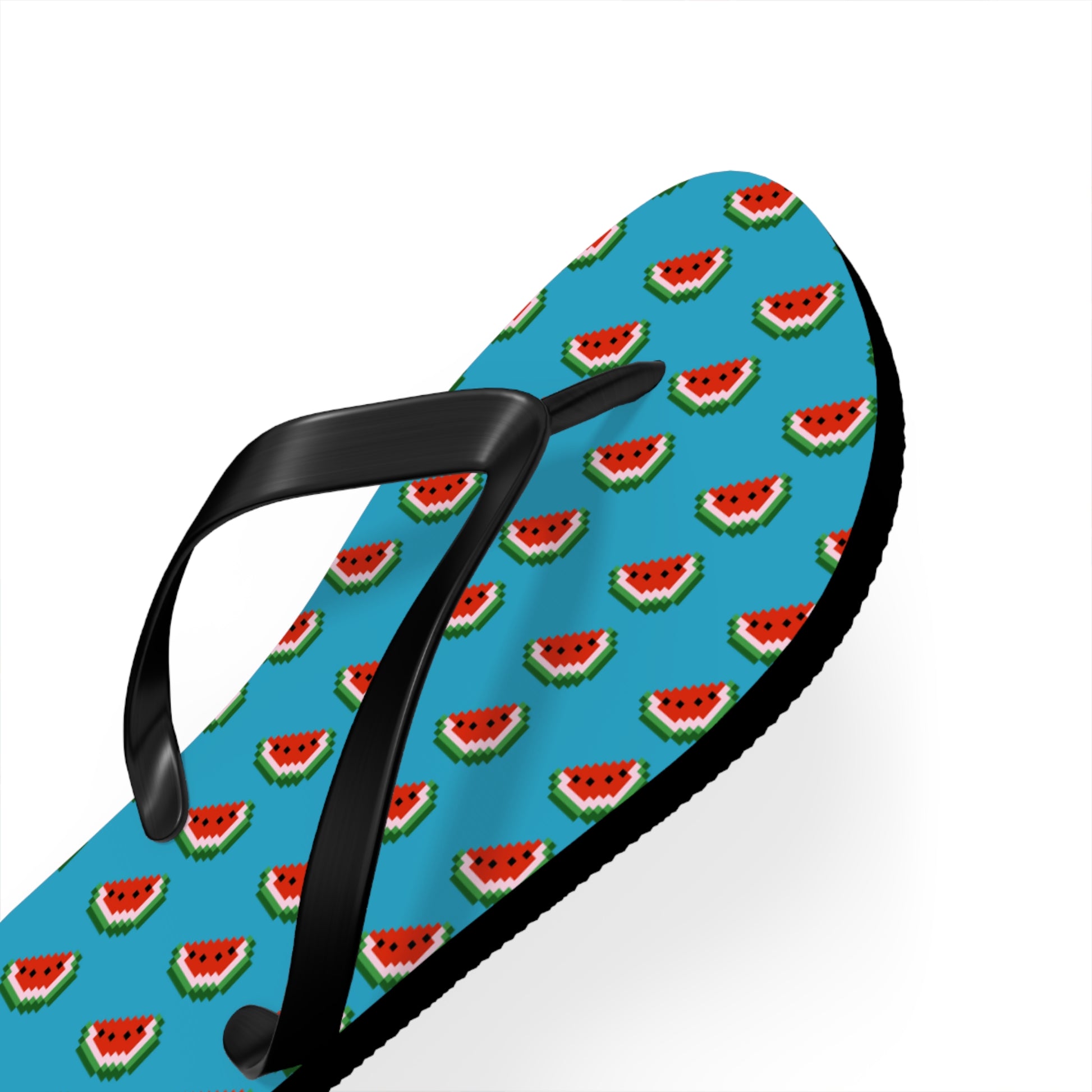 Flip-flop with watermelon pattern on a blue background