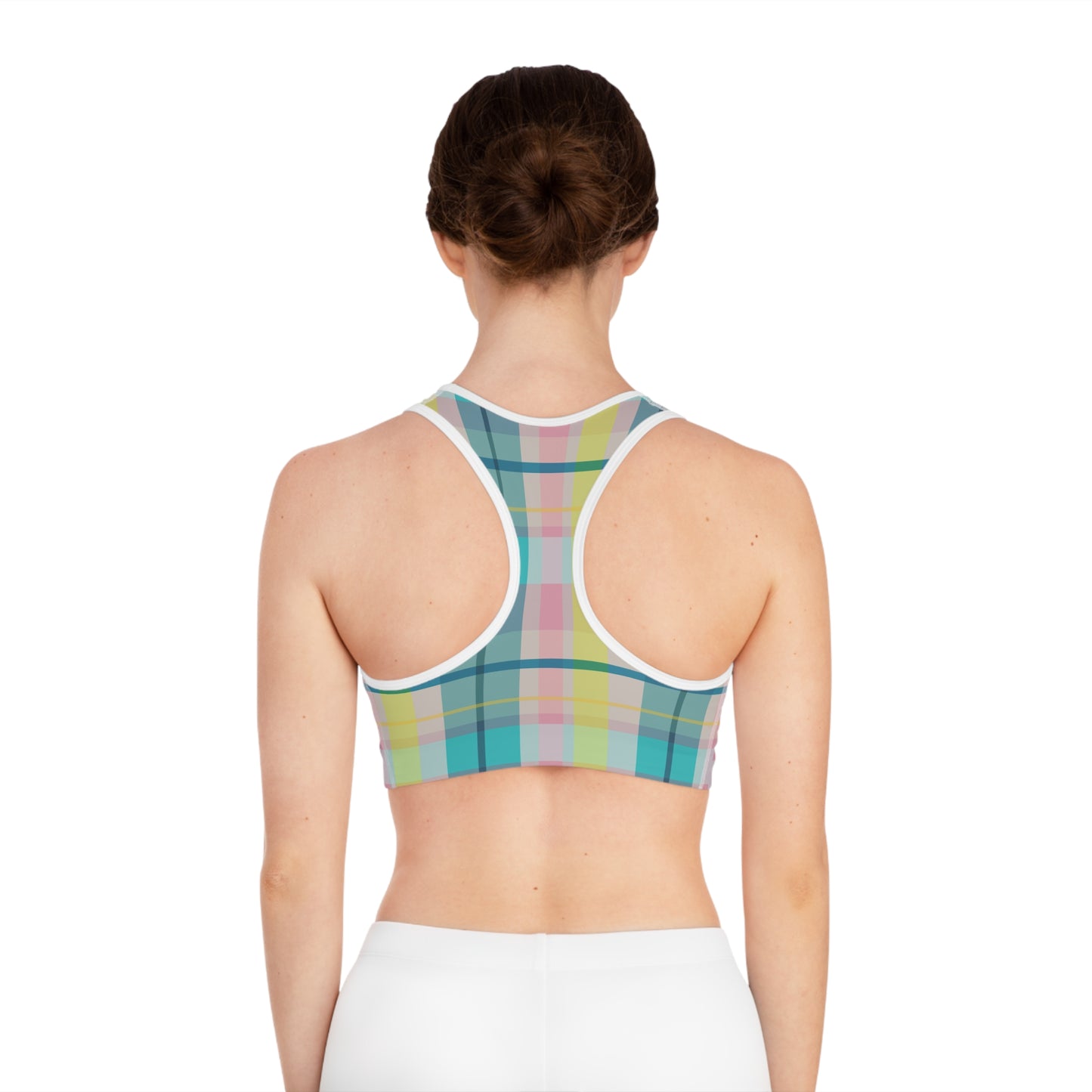 Sports Bra - Pastel Plaid Pattern