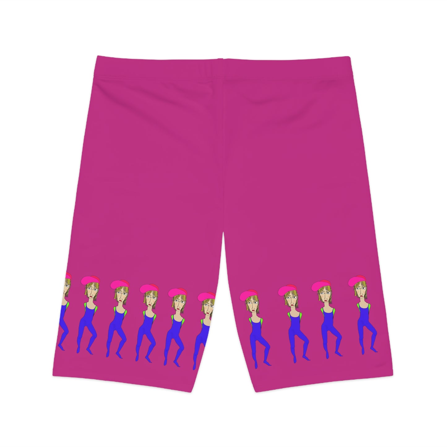 Flat lay of Cody High Waisted Yoga Shorts back side, pink with Cody design detail