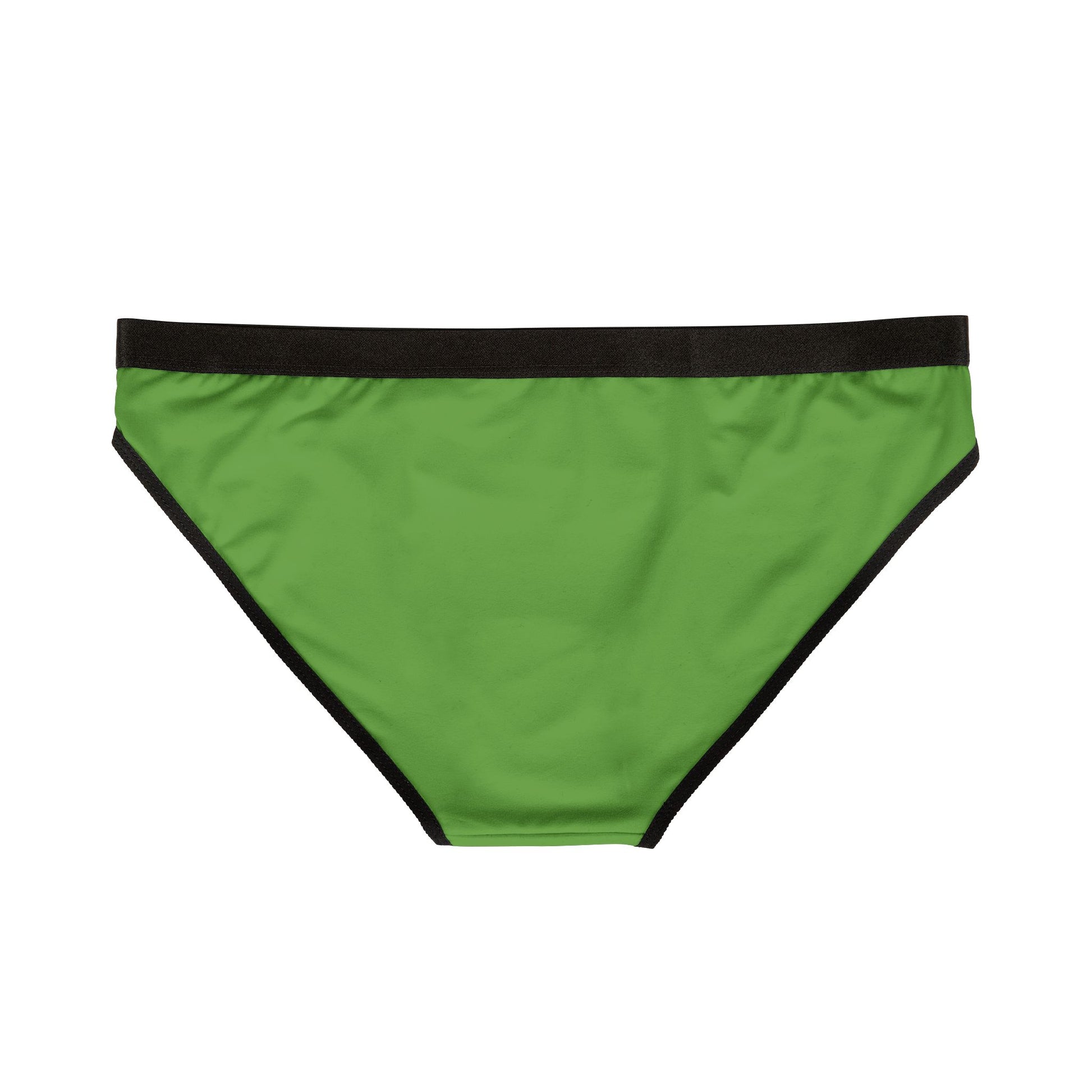 Green men's underwear with black waistband on a white background