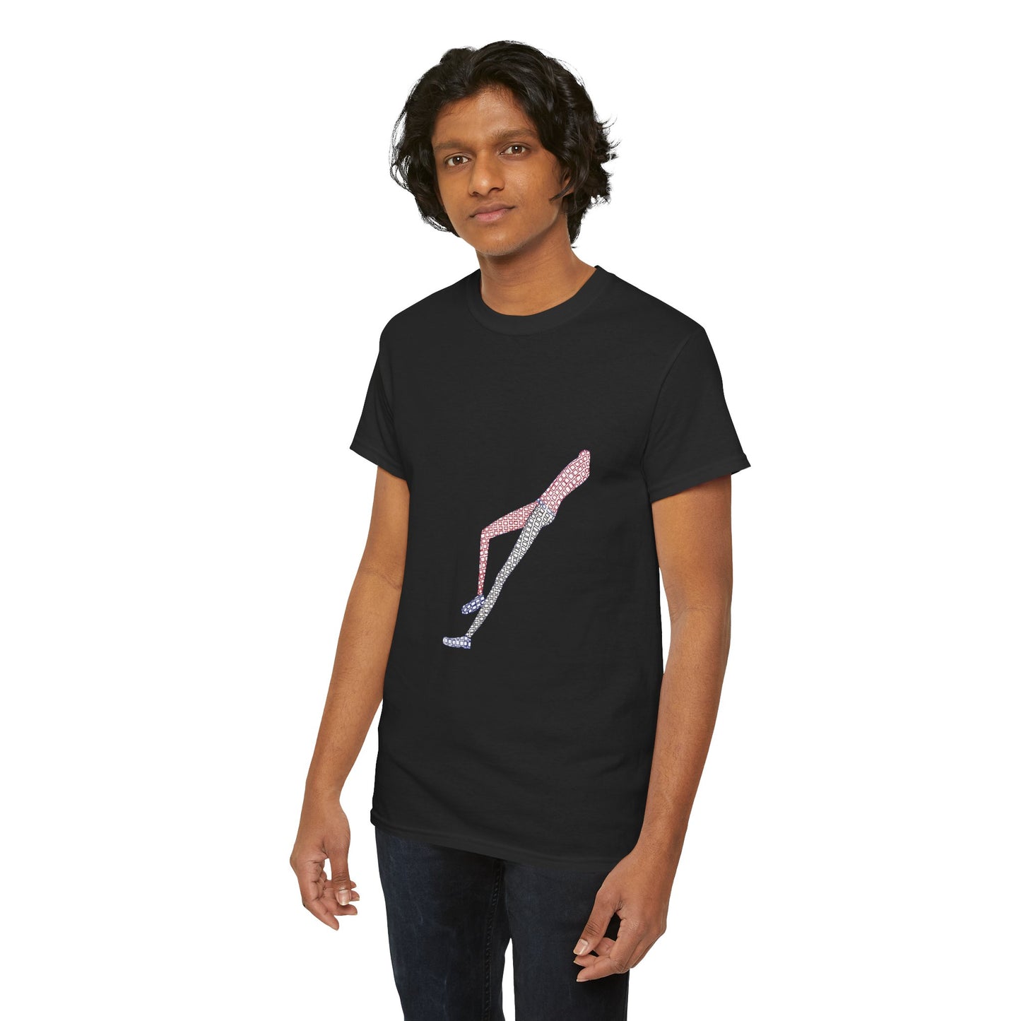 Man wearing black Shapes in Shapes T-Shirt posing