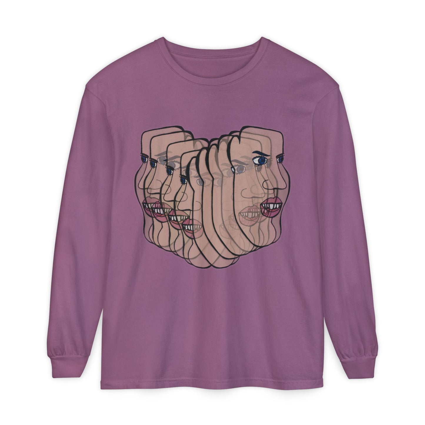 Charlie Long Sleeve T-Shirt flat lay in purple with bear graphic
