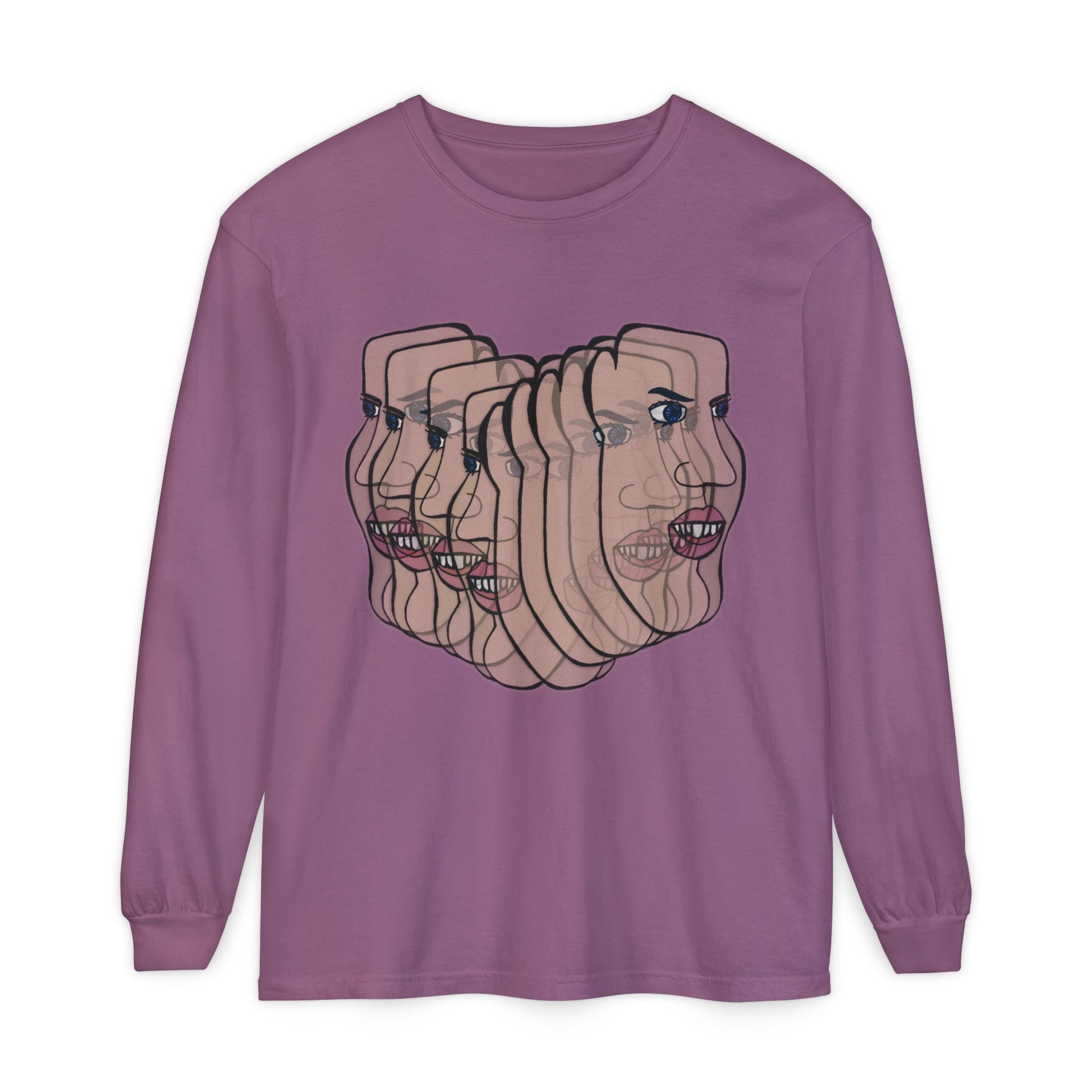Charlie Long Sleeve T-Shirt flat lay in purple with bear graphic