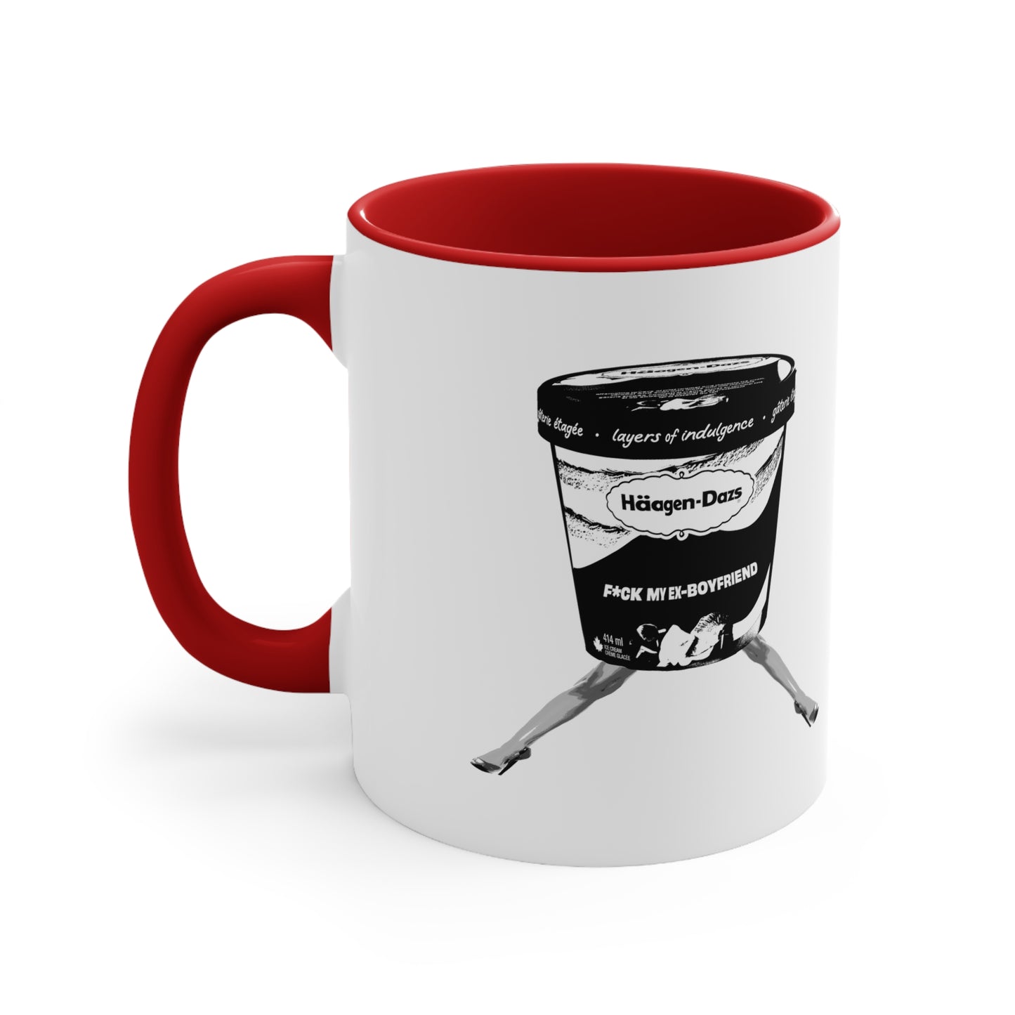 White mug with red handle featuring F*ck My Ex-Boyfriend design front view