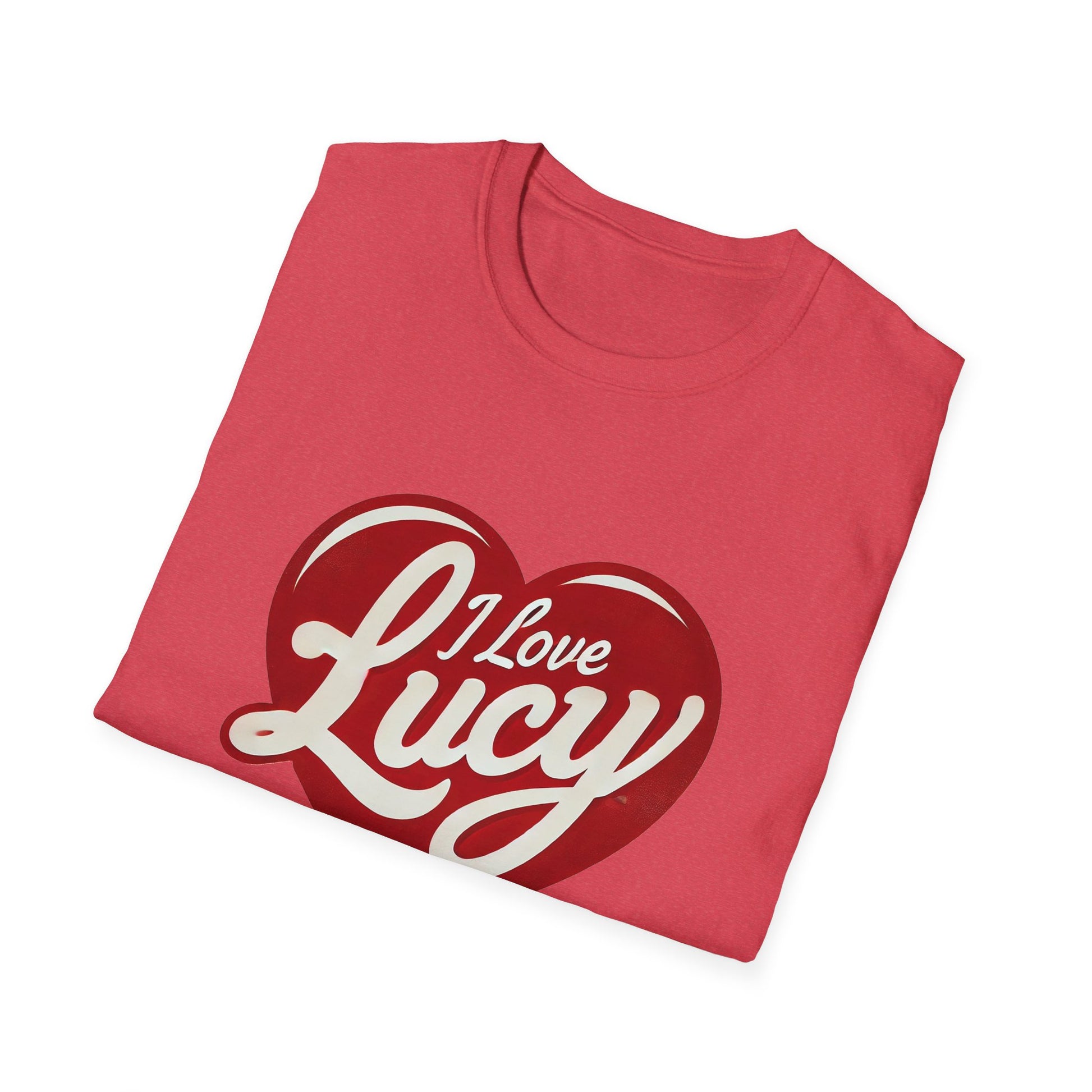 A hot pink O live Lucy T-shirt folded over a white solid background