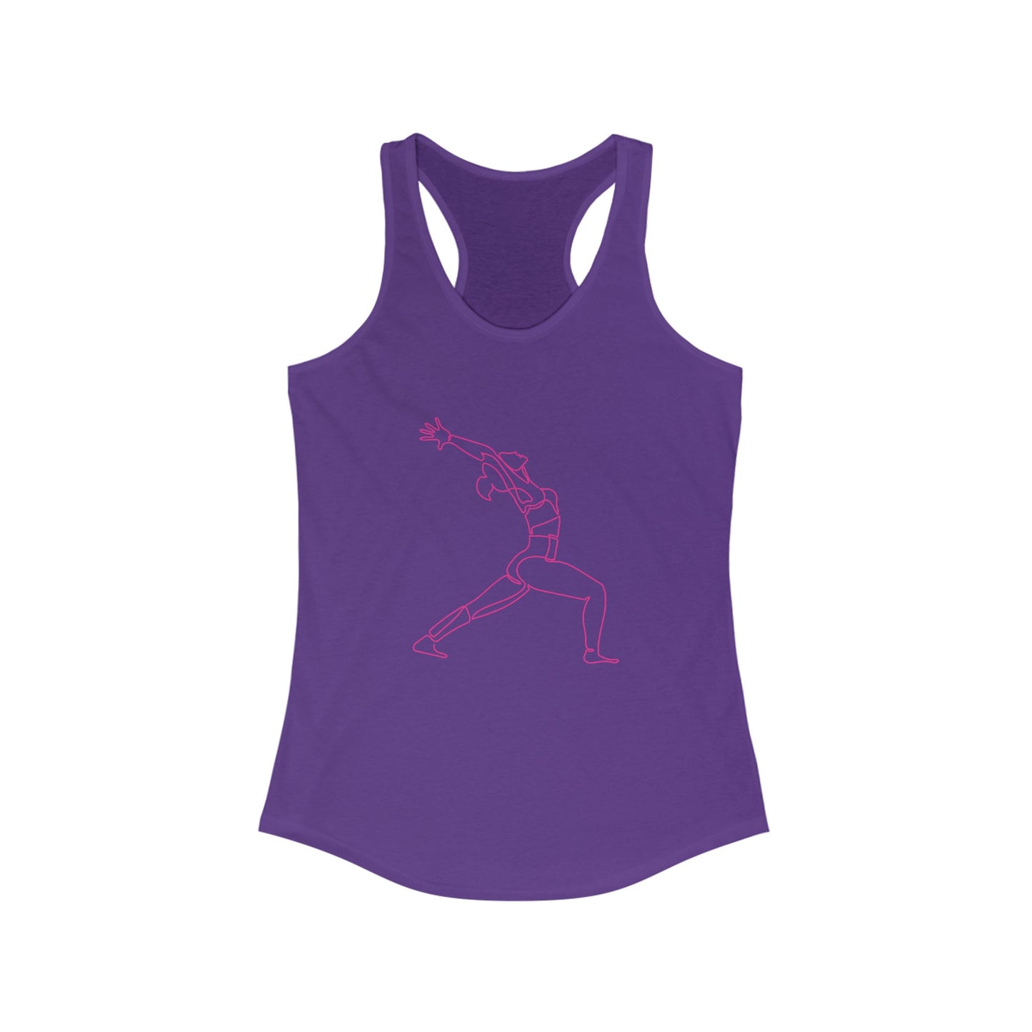 One Line Racerback Tank purple front view with one line yoga graphic