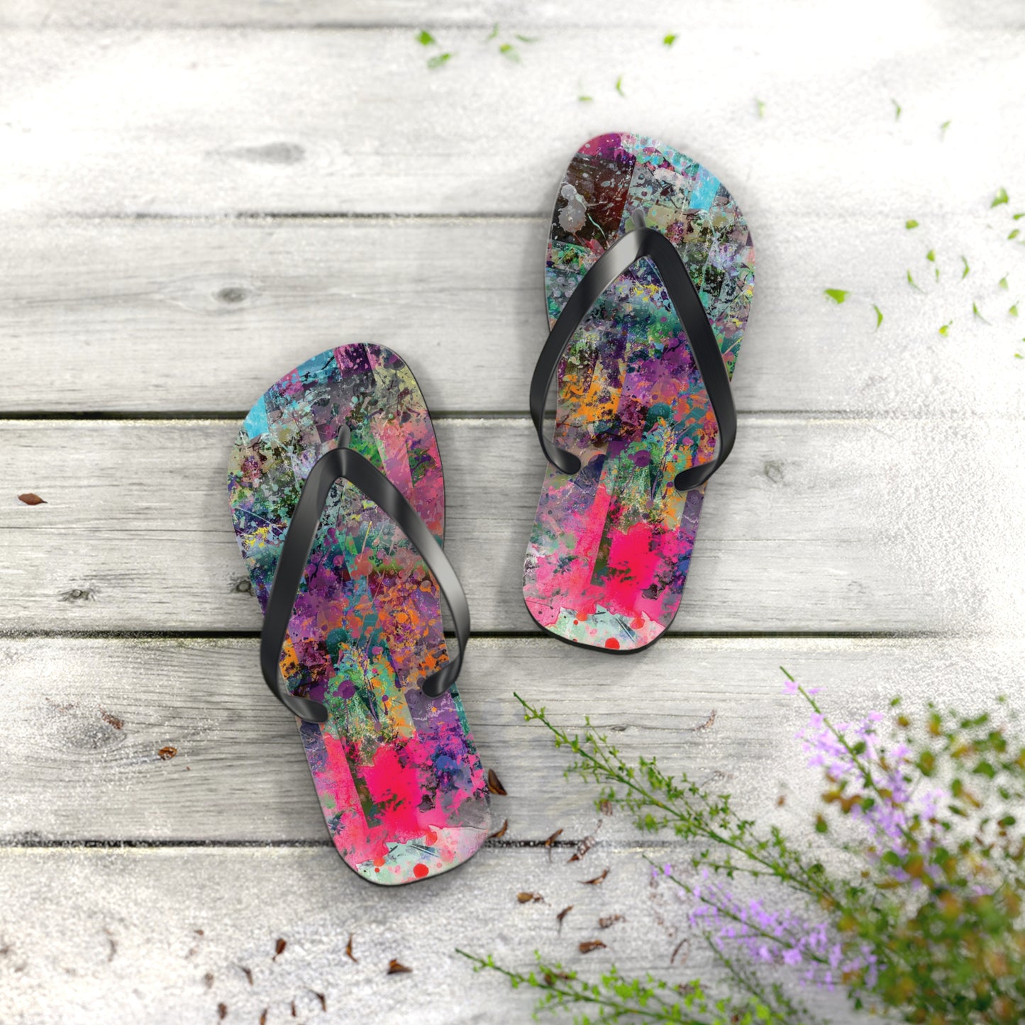 Chelsea Flip Flops – NYC Abstract Art Streetwear Sandals