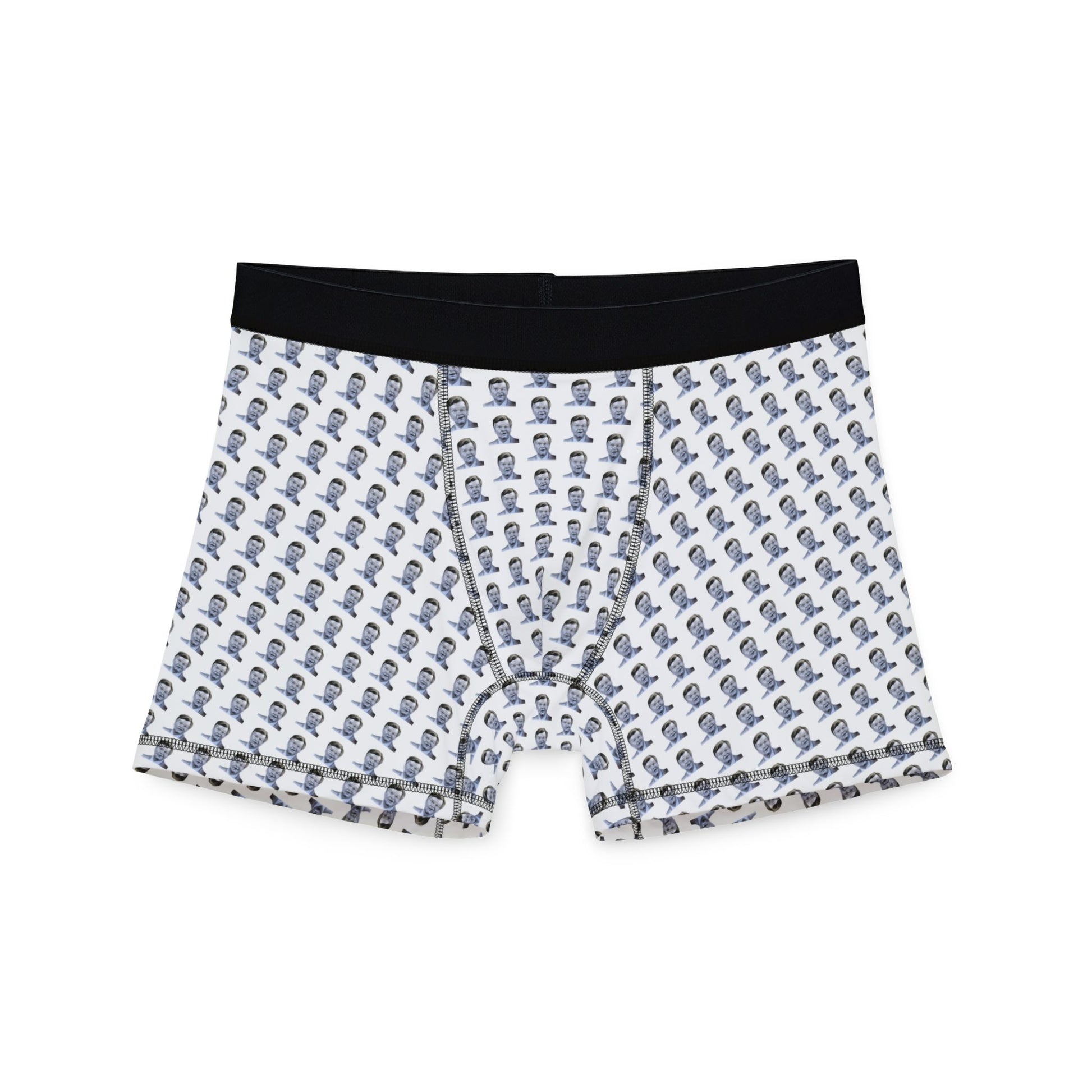 Flat lay back view of Benny Hill Men’s Boxers with all-over Benny Hill-inspired pattern