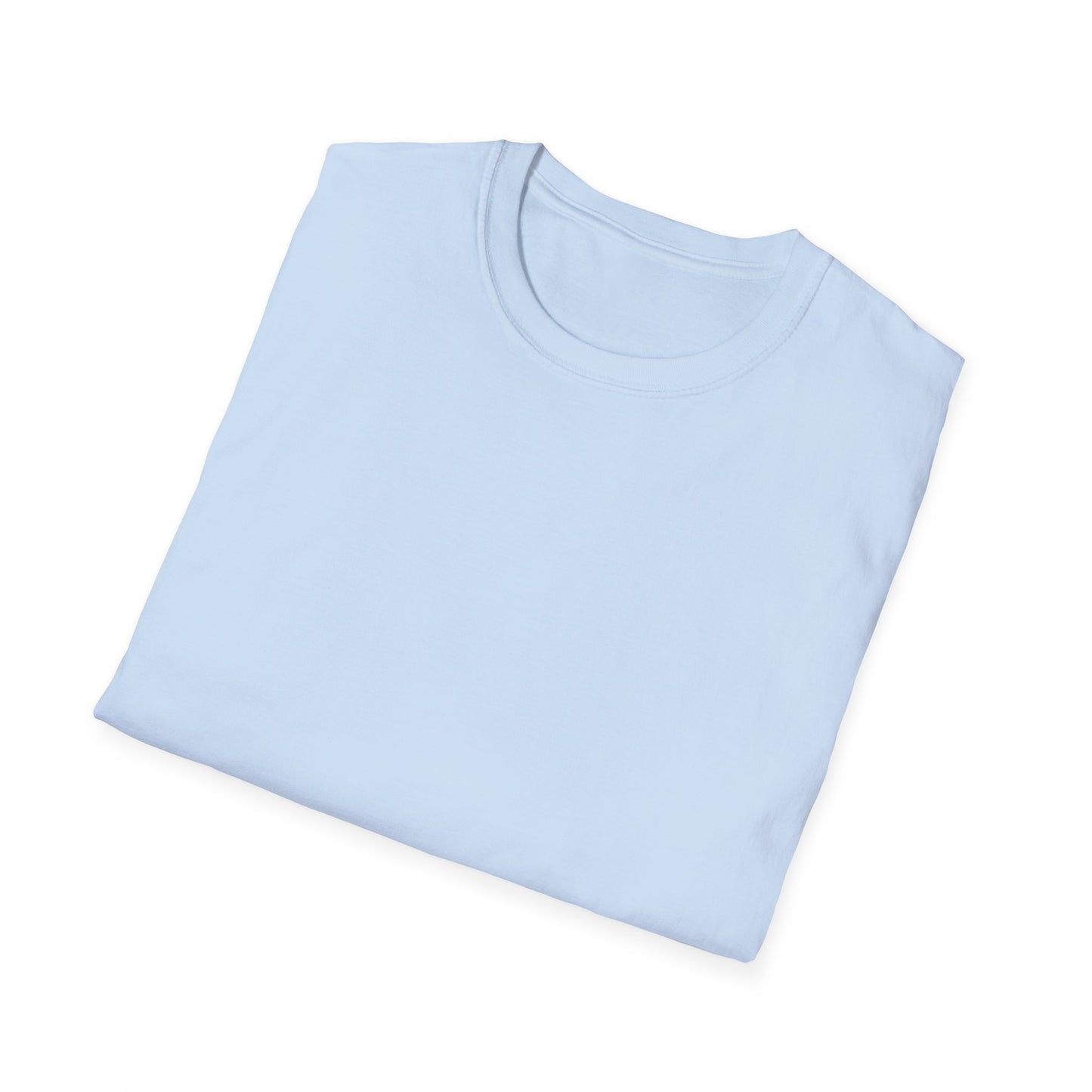 Light blue t-shirt folded neatly with collar and front design not visible