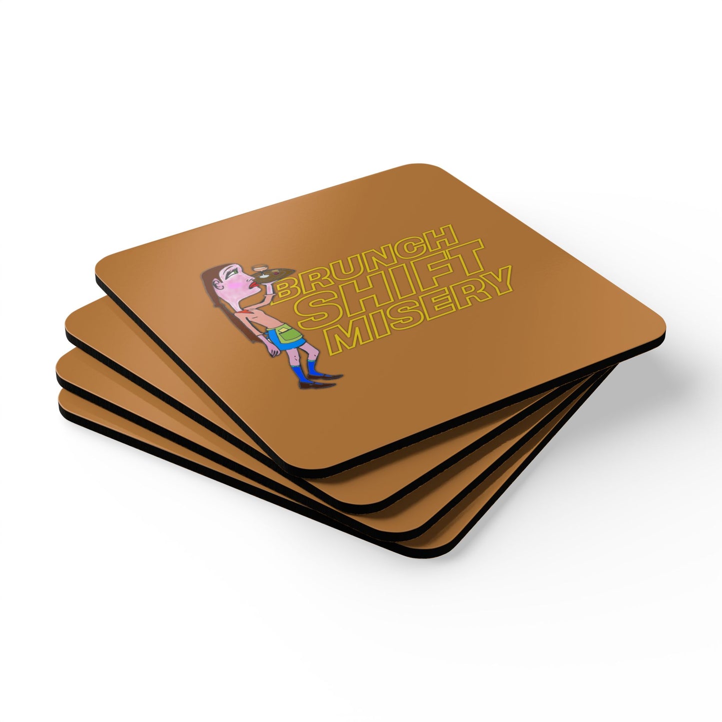 Brunch Shift Misery Corkwood Coaster Set