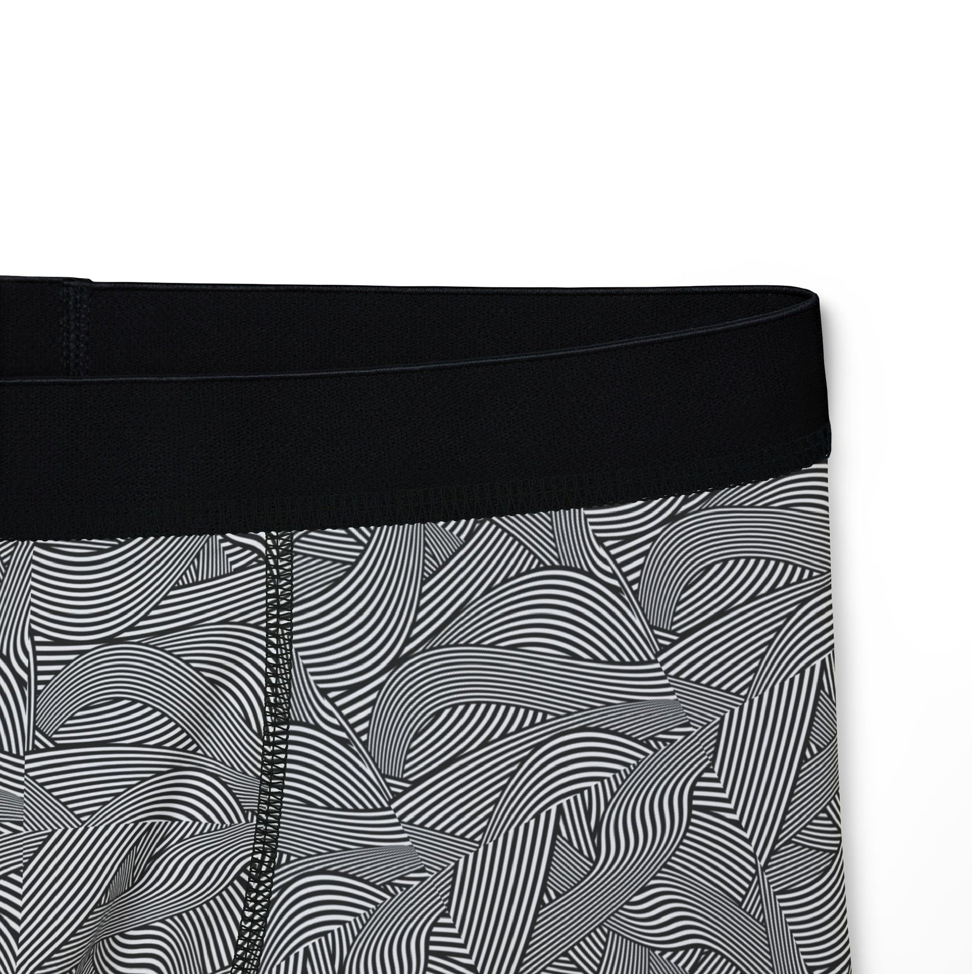 Close-up side detail of Waves Men’s Boxers showing waistband and wave-patterned fabric texture