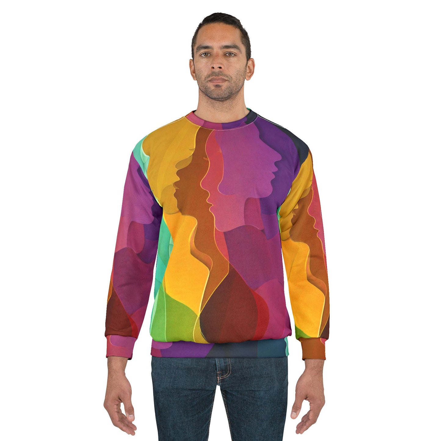 Déjà Vu Abstract Art Sweatshirt worn by model front view