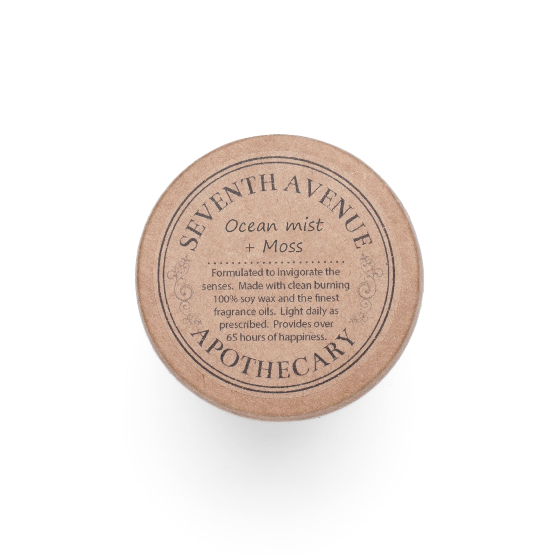 Seventh Avenue Apothecary container with 'Ocean Mist & Moss' description on a white background, by Tantrum Media Store