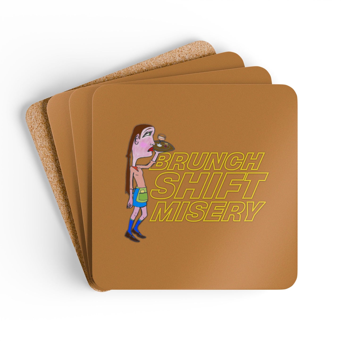 Brunch Shift Misery Corkwood Coaster Set
