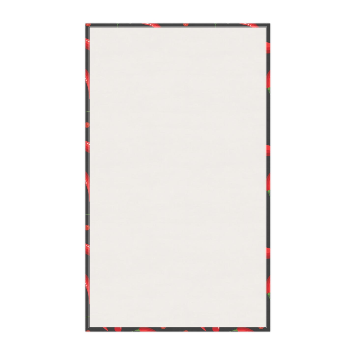 Back side of Red Peppers Kitchen Towel showing plain white fabric