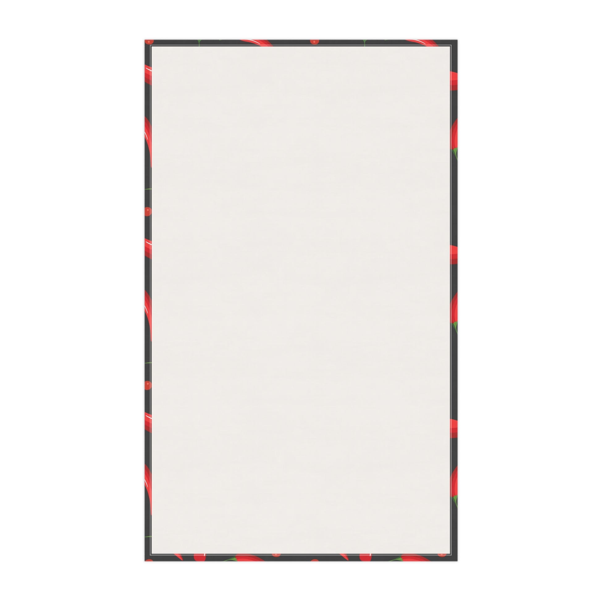 Back side of Red Peppers Kitchen Towel showing plain white fabric