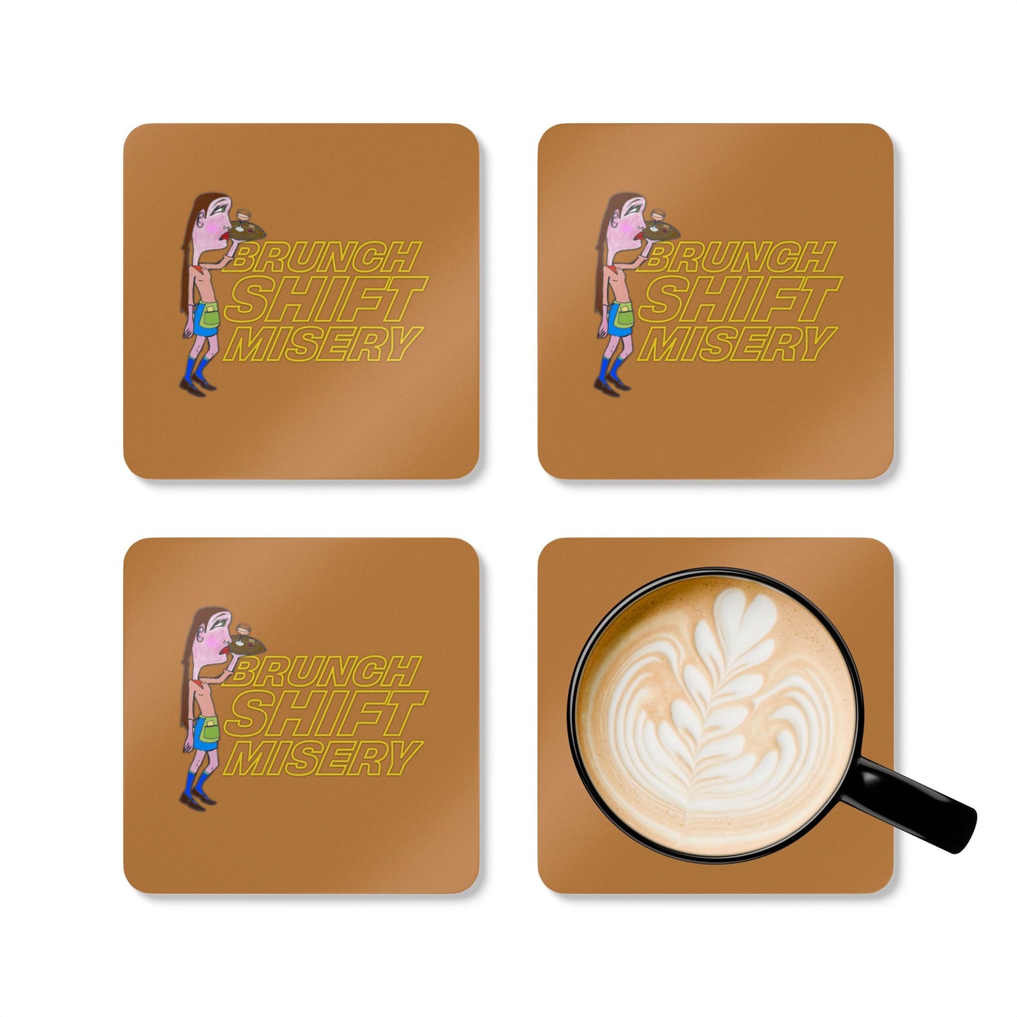 Brunch Shift Misery Corkwood Coaster Set